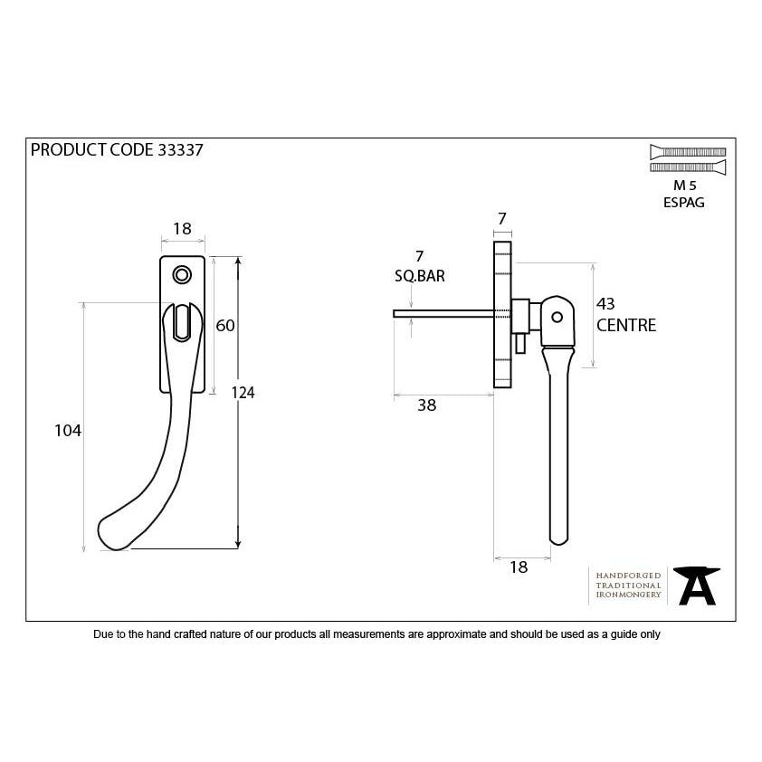 Polished Chrome Slim Peardrop Espag - LH | From The Anvil-Espag. Fasteners-Yester Home