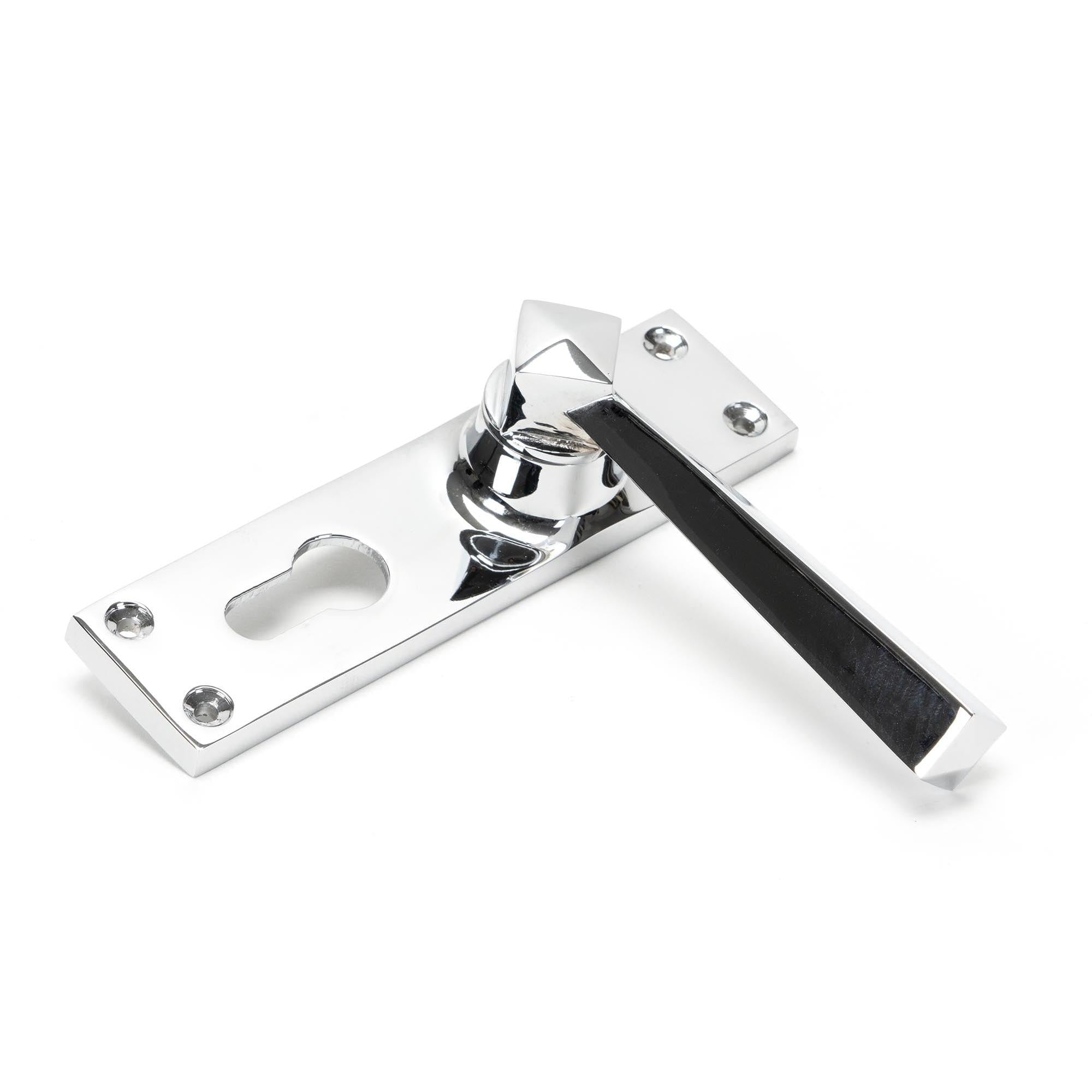 Polished Chrome Straight Lever Euro Lock Set | From The Anvil - Lever Euro - From The Anvil - Yester Home