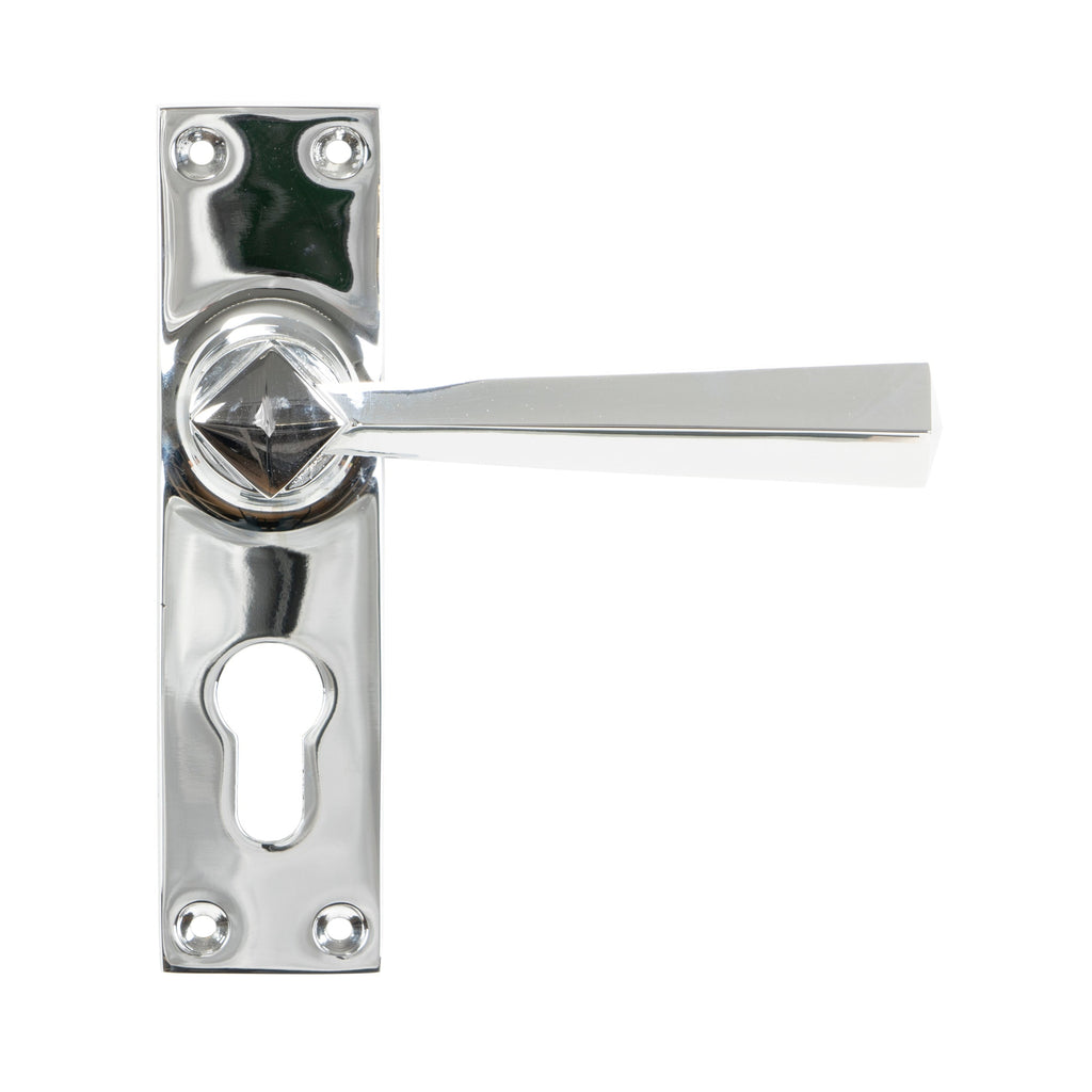 Polished Chrome Straight Lever Euro Lock Set | From The Anvil