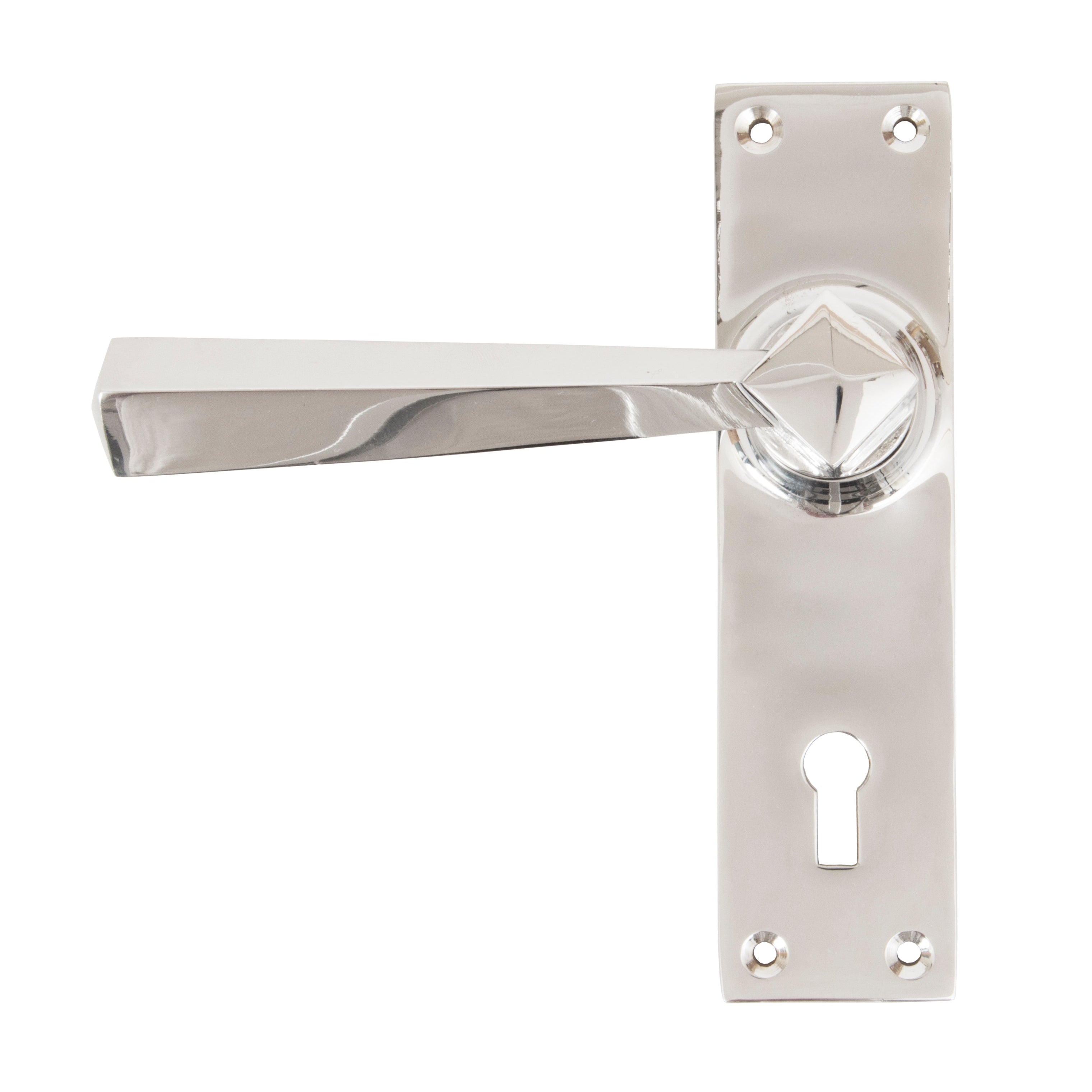 Polished Chrome Straight Lever Lock Set | From The Anvil-Lever Lock-Yester Home