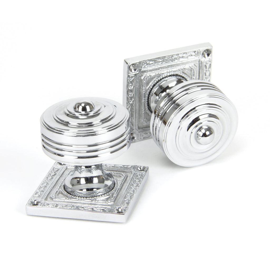 Polished Chrome Tewkesbury Square Mortice Knob Set | From The Anvil-Mortice Knobs-Yester Home