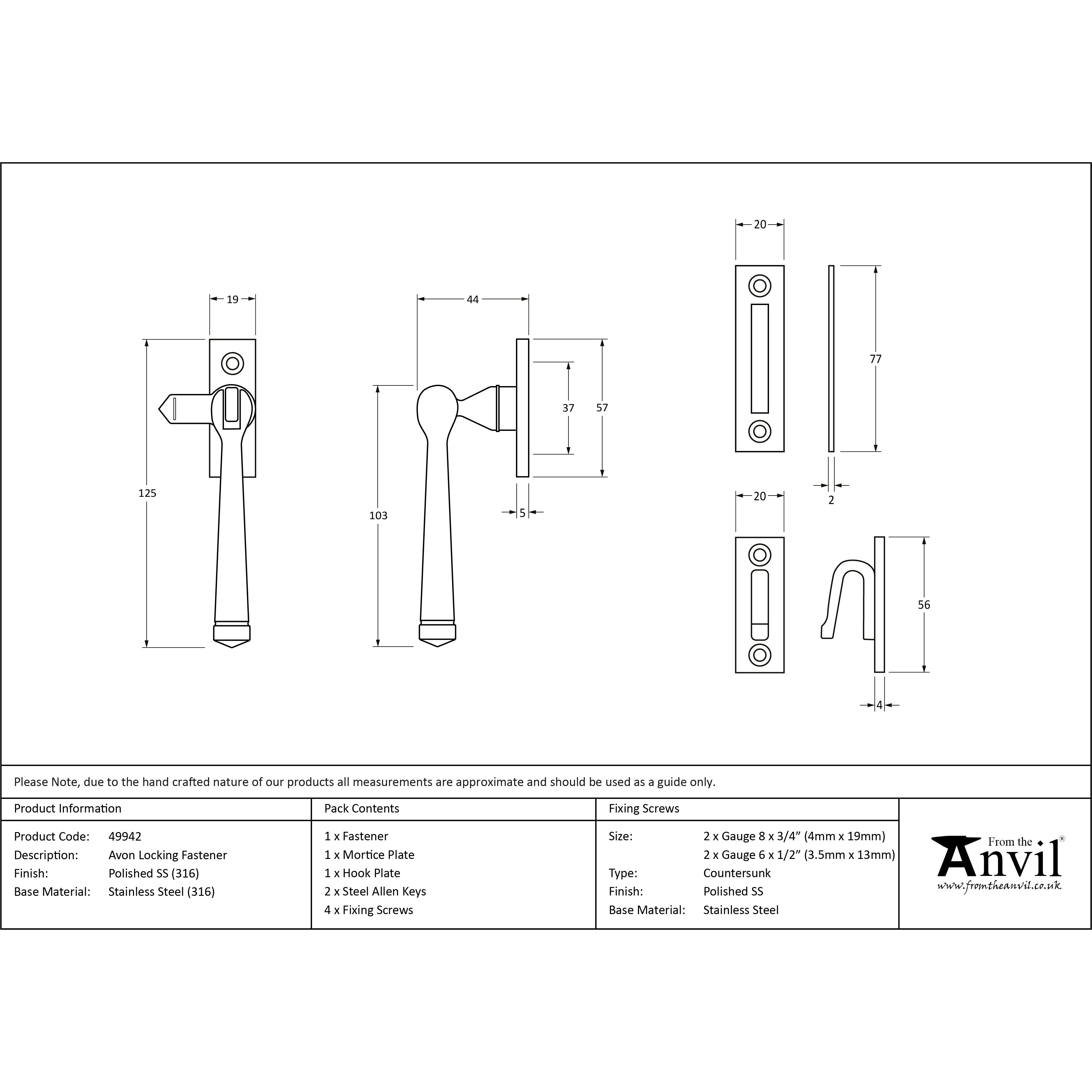 Polished Marine SS (316) Locking Avon Fastener | From The Anvil-Locking Fasteners-Yester Home