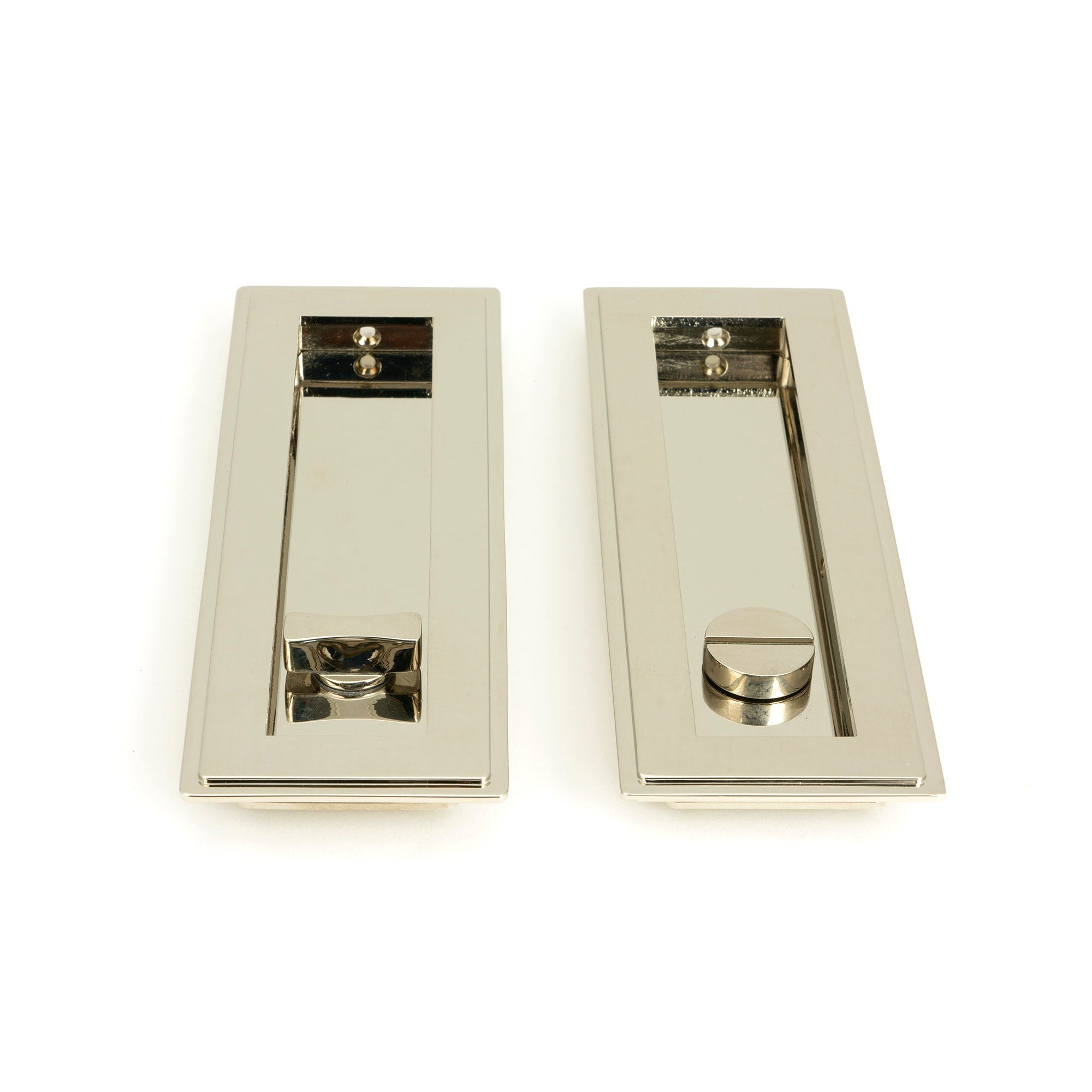 Polished Nickel 175mm Art Deco Rectangular Pull -Privacy Set | From The Anvil-Cabinet Pulls-Yester Home