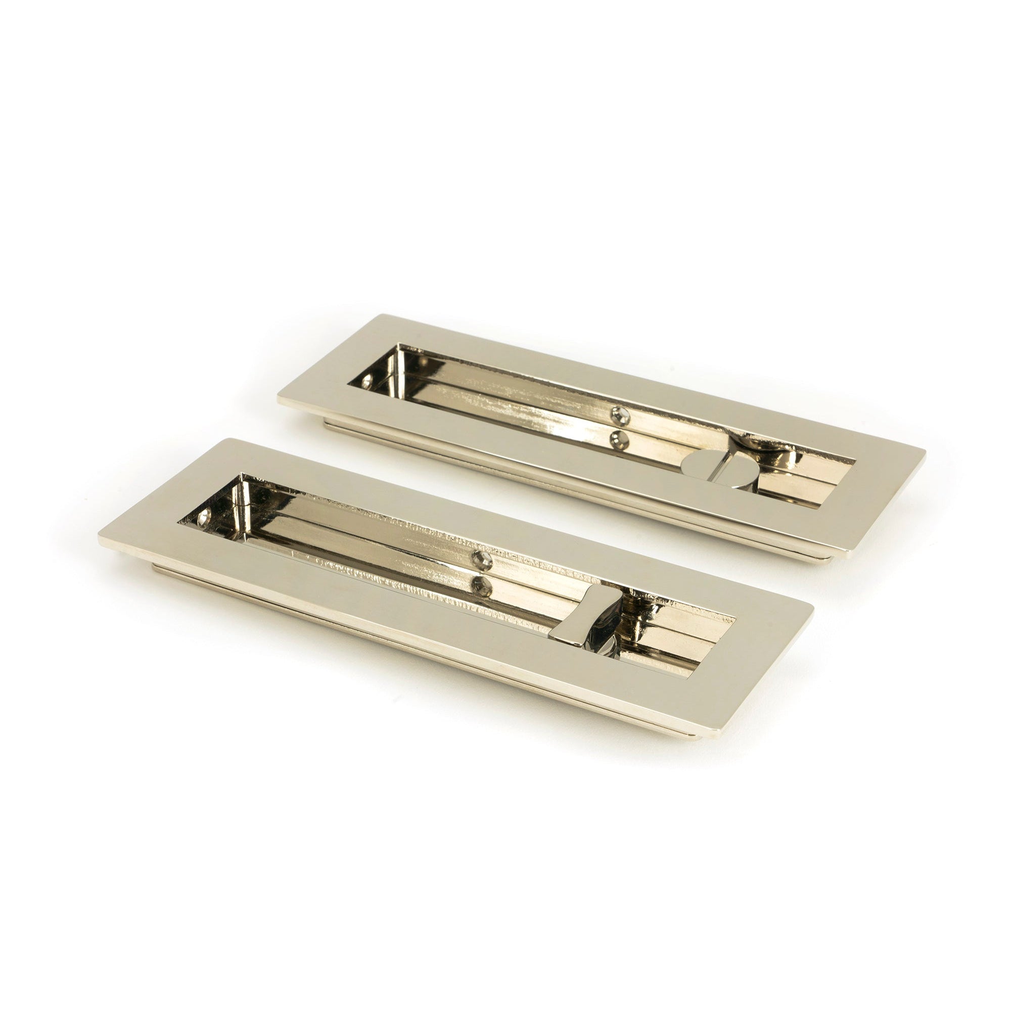 Polished Nickel 175mm Plain Rectangular Pull - Privacy Set | From The Anvil-Cabinet Pulls-Yester Home