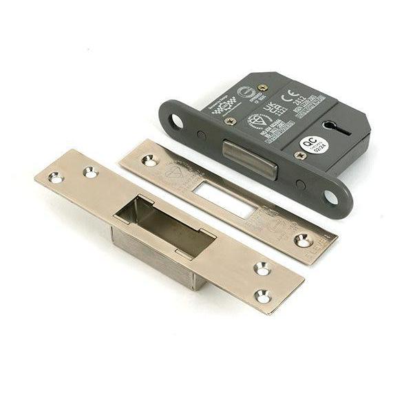 Polished Nickel 2½" 5 Lever BS Dead Lock - Deadlocks & Deadbolts - From The Anvil - Yester Home