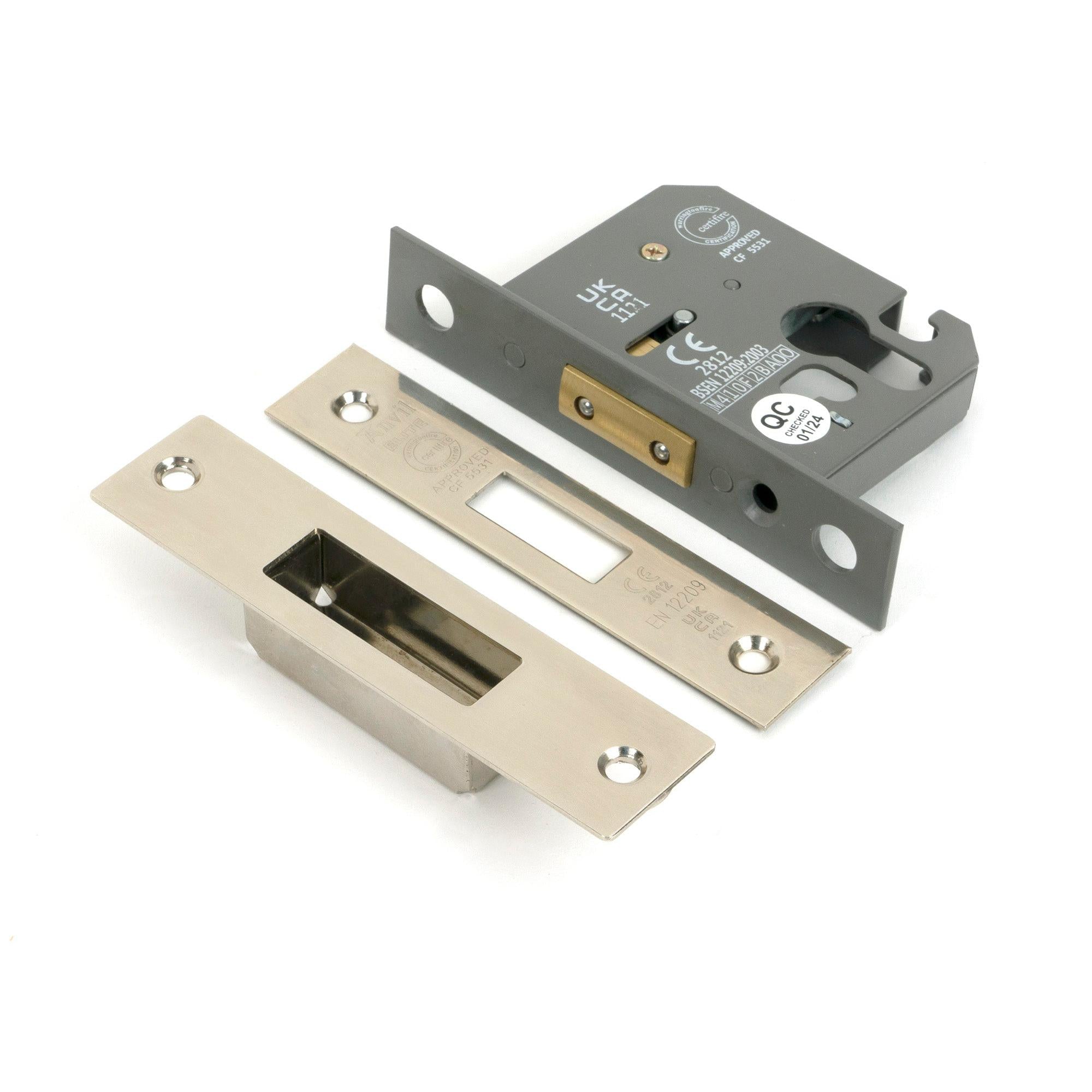 Polished Nickel 2½" Euro Profile Dead Lock - Deadlocks & Deadbolts - From The Anvil - Yester Home