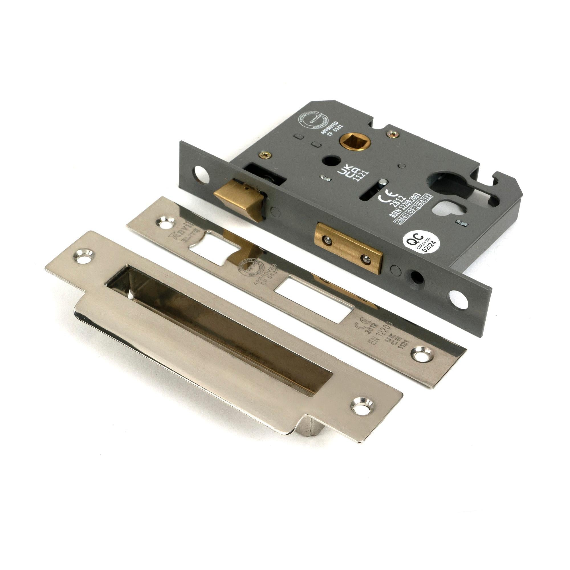 Polished Nickel 3" Euro Profile Sash Lock - Euro Locks - From The Anvil - Yester Home