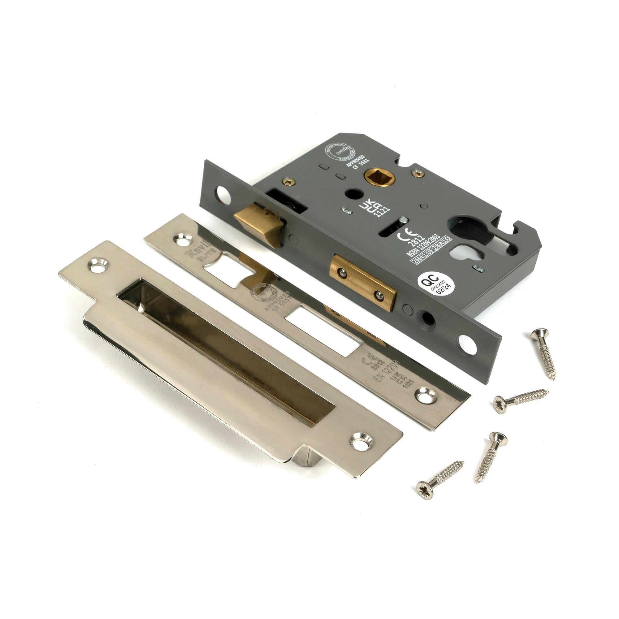 Polished Nickel 3" Euro Profile Sash Lock - Euro Locks - From The Anvil - Yester Home