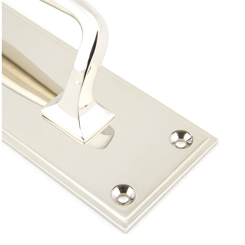 Polished Nickel 300mm Art Deco Pull Handle on Backplate | From The Anvil-On Backplate-Yester Home