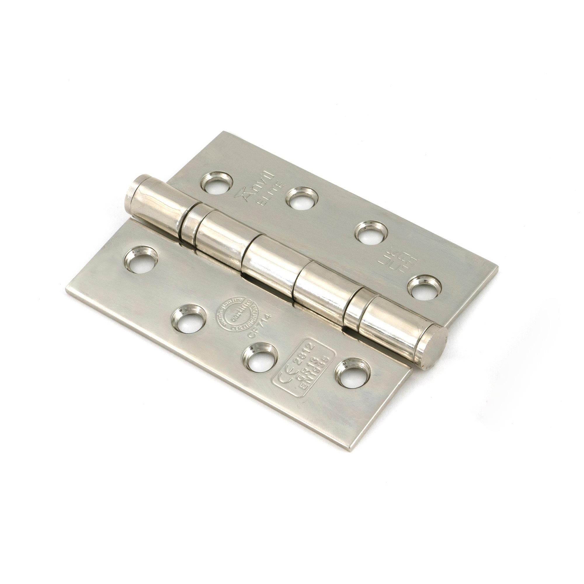 Polished Nickel 4" Ball Bearing Butt Hinge (pair) ss | From The Anvil - Butt Hinges - From The Anvil - Yester Home