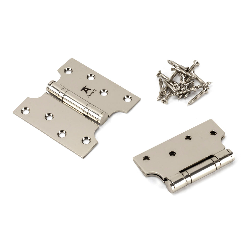 Polished Nickel 4" x 2" x 4" Parliament Hinge (pair) ss | From The Anvil-Parliament Hinges-Yester Home