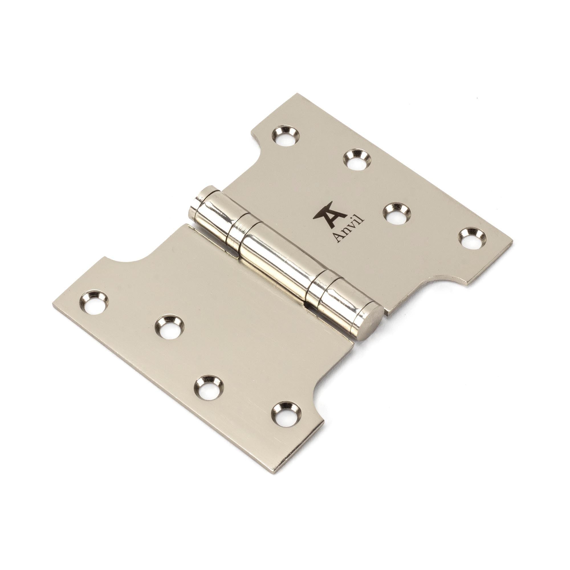 Polished Nickel 4" x 3" x 5"  Parliament Hinge (pair) ss | From The Anvil - Parliament Hinges - From The Anvil - Yester Home