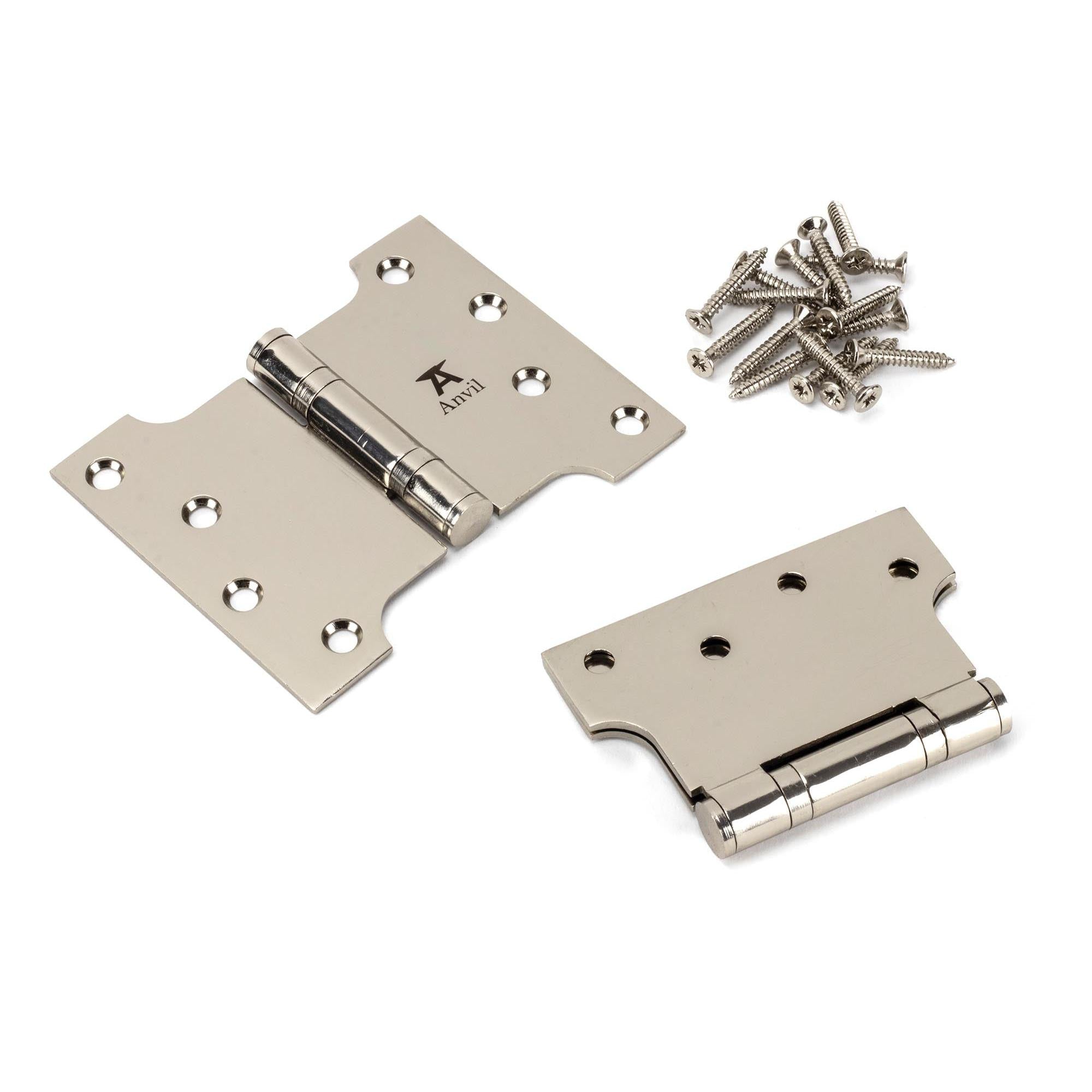 Polished Nickel 4" x 3" x 5"  Parliament Hinge (pair) ss | From The Anvil - Parliament Hinges - From The Anvil - Yester Home