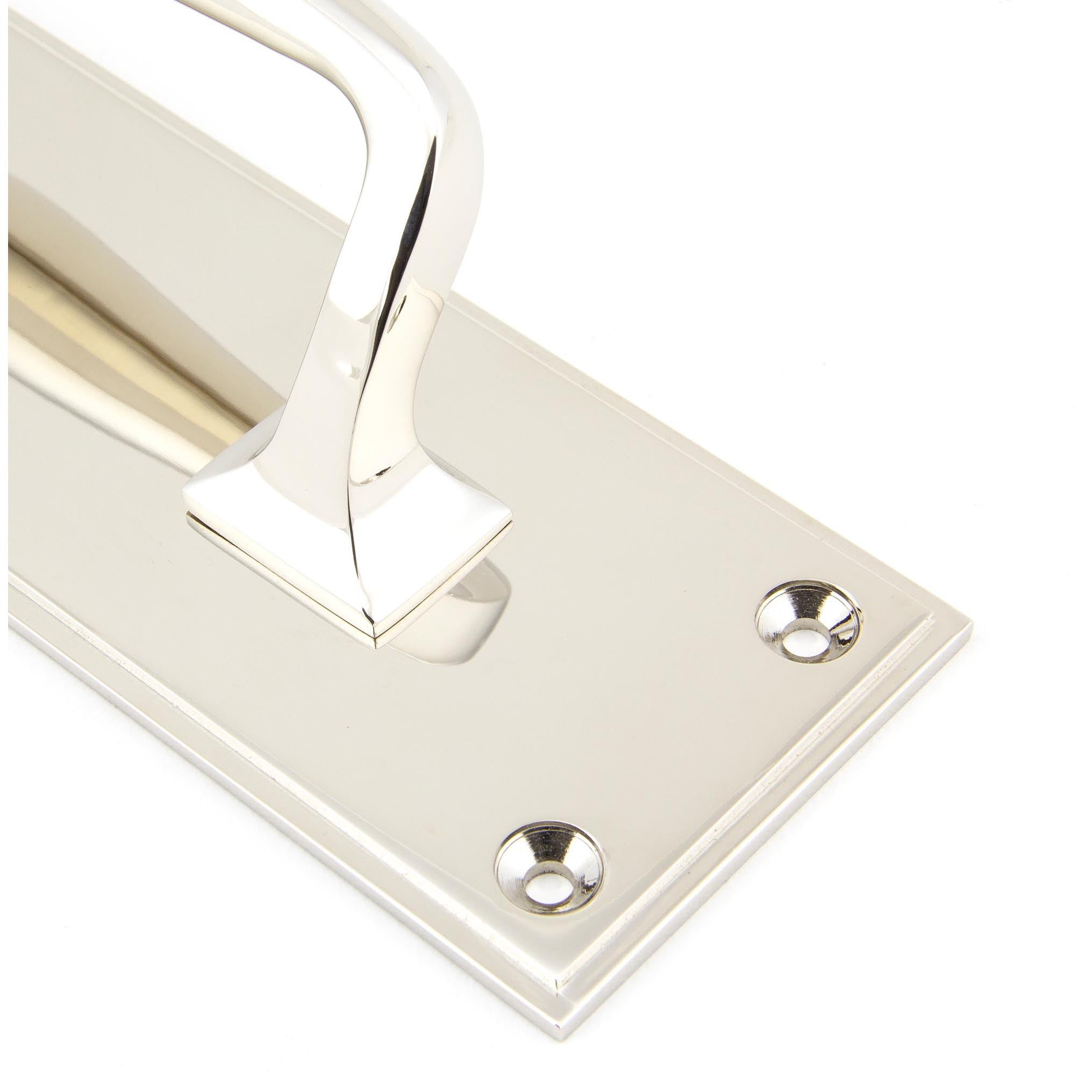 Polished Nickel 425mm Art Deco Pull Handle on Backplate | From The Anvil - On Backplate - From The Anvil - Yester Home
