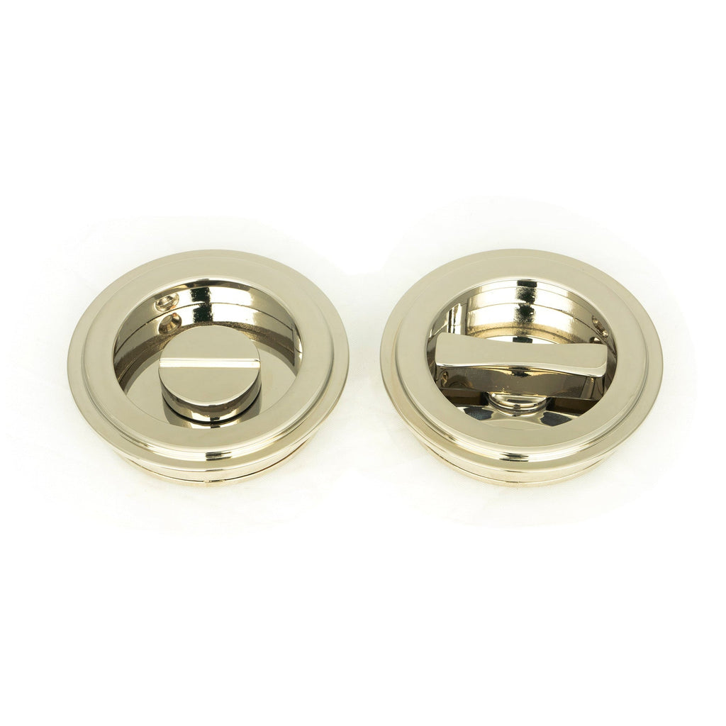 Polished Nickel 60mm Art Deco Round Pull - Privacy Set | From The Anvil-Cabinet Pulls-Yester Home