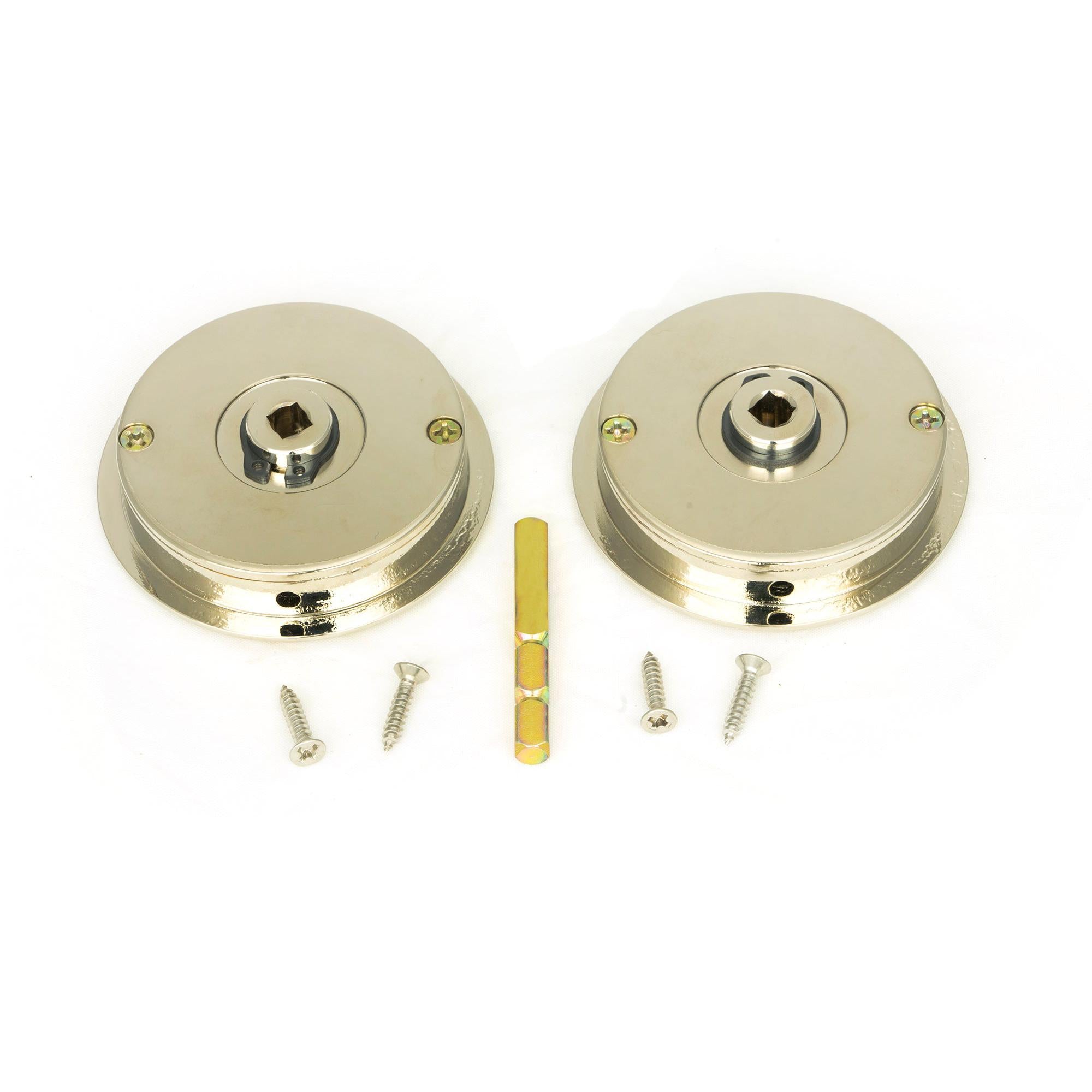 Polished Nickel 60mm Art Deco Round Pull - Privacy Set | From The Anvil - Cabinet Pulls - From The Anvil - Yester Home