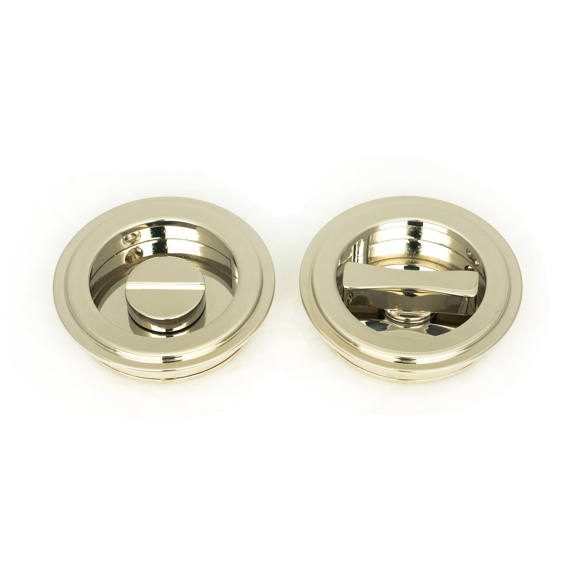 Polished Nickel 60mm Art Deco Round Pull - Privacy Set | From The Anvil - Cabinet Pulls - From The Anvil - Yester Home