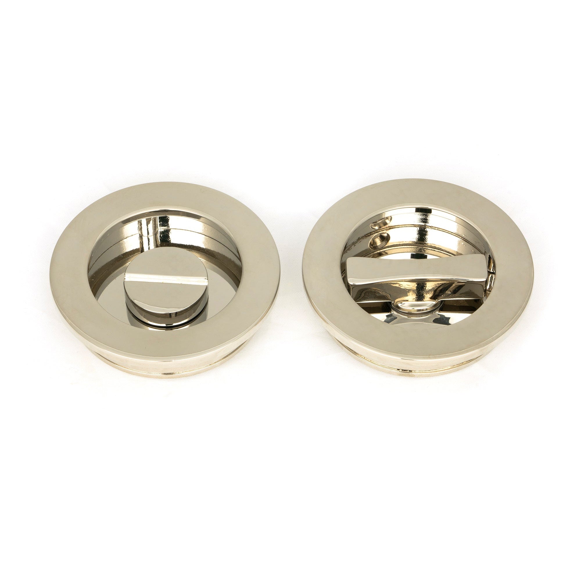 Polished Nickel 60mm Plain Round Pull - Privacy Set | From The Anvil-Cabinet Pulls-Yester Home