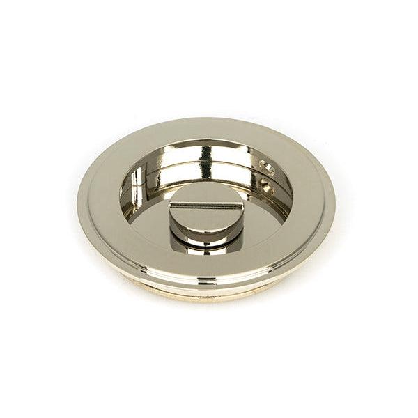 Polished Nickel 75mm Art Deco Round Pull - Privacy Set | From The Anvil-Cabinet Pulls-Yester Home