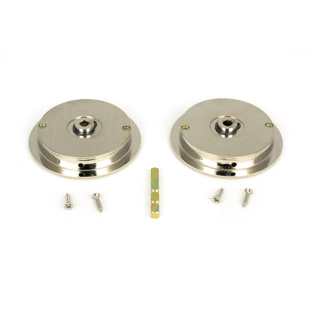 Polished Nickel 75mm Art Deco Round Pull - Privacy Set | From The Anvil-Cabinet Pulls-Yester Home