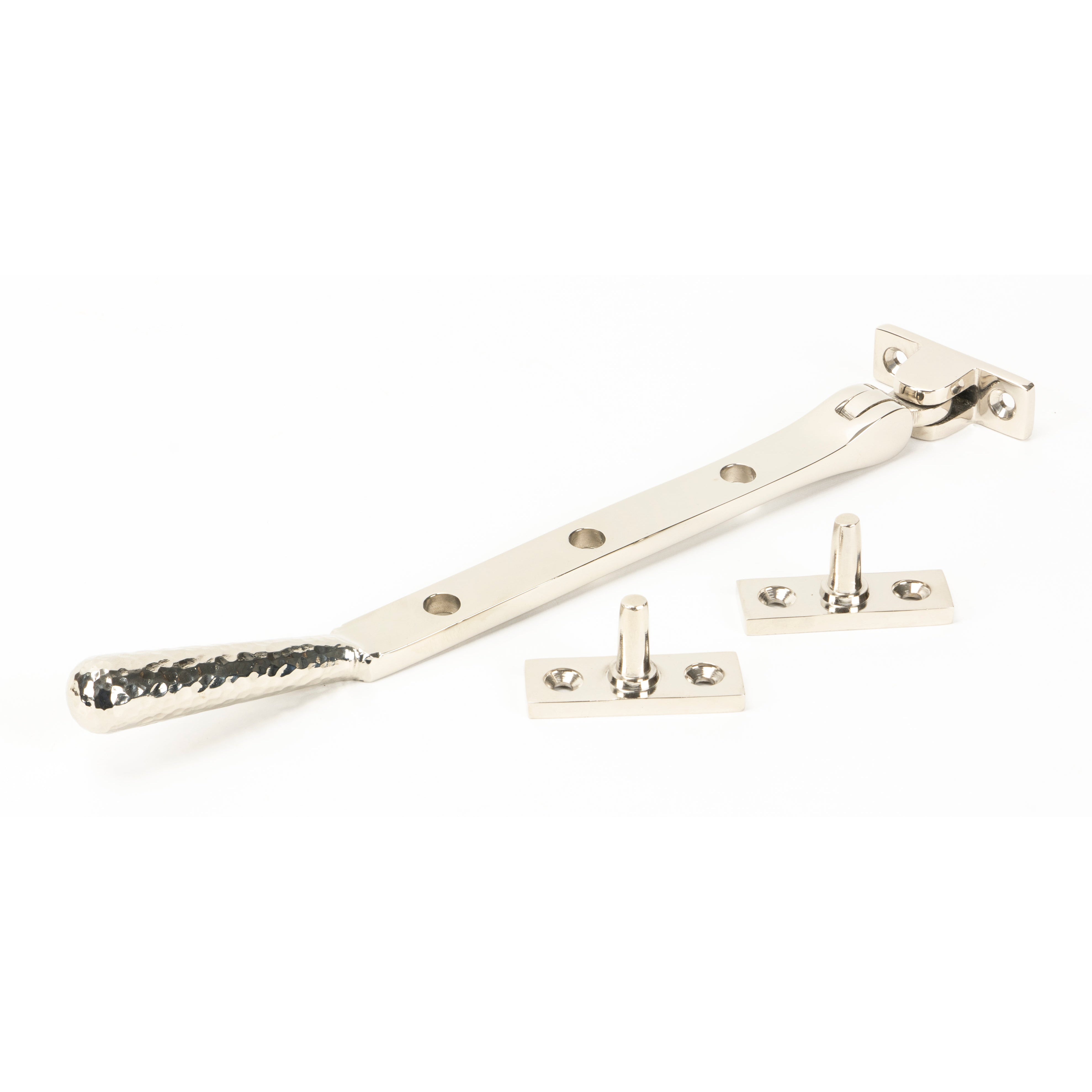 Polished Nickel 8" Hammered Newbury Stay | From The Anvil-Stays-Yester Home