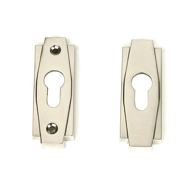 Polished Nickel Art Deco Euro Escutcheon (Set) | From The Anvil-Euro Escutcheons-Yester Home