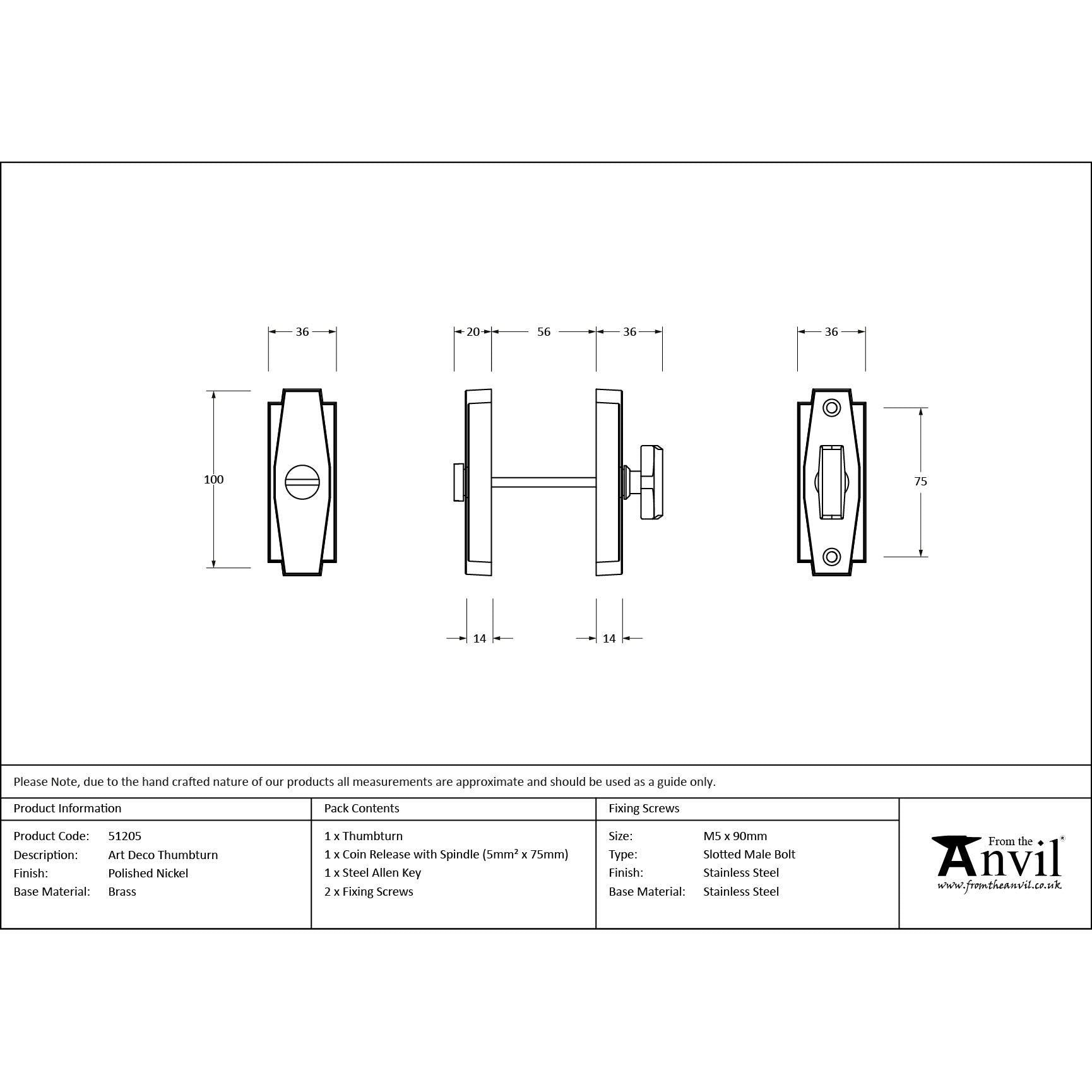 Polished Nickel Art Deco Thumbturn | From The Anvil - Thumbturns - From The Anvil - Yester Home
