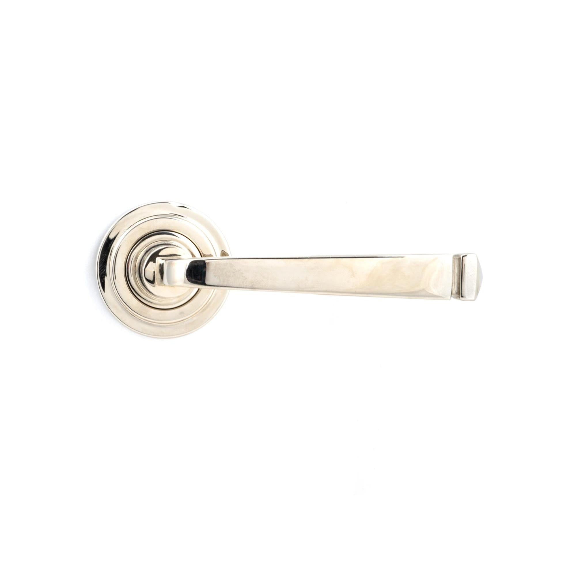 Polished Nickel Avon Round Lever on Rose Set (Art Deco) - Unsprung | From The Anvil - Concealed - From The Anvil - Yester Home