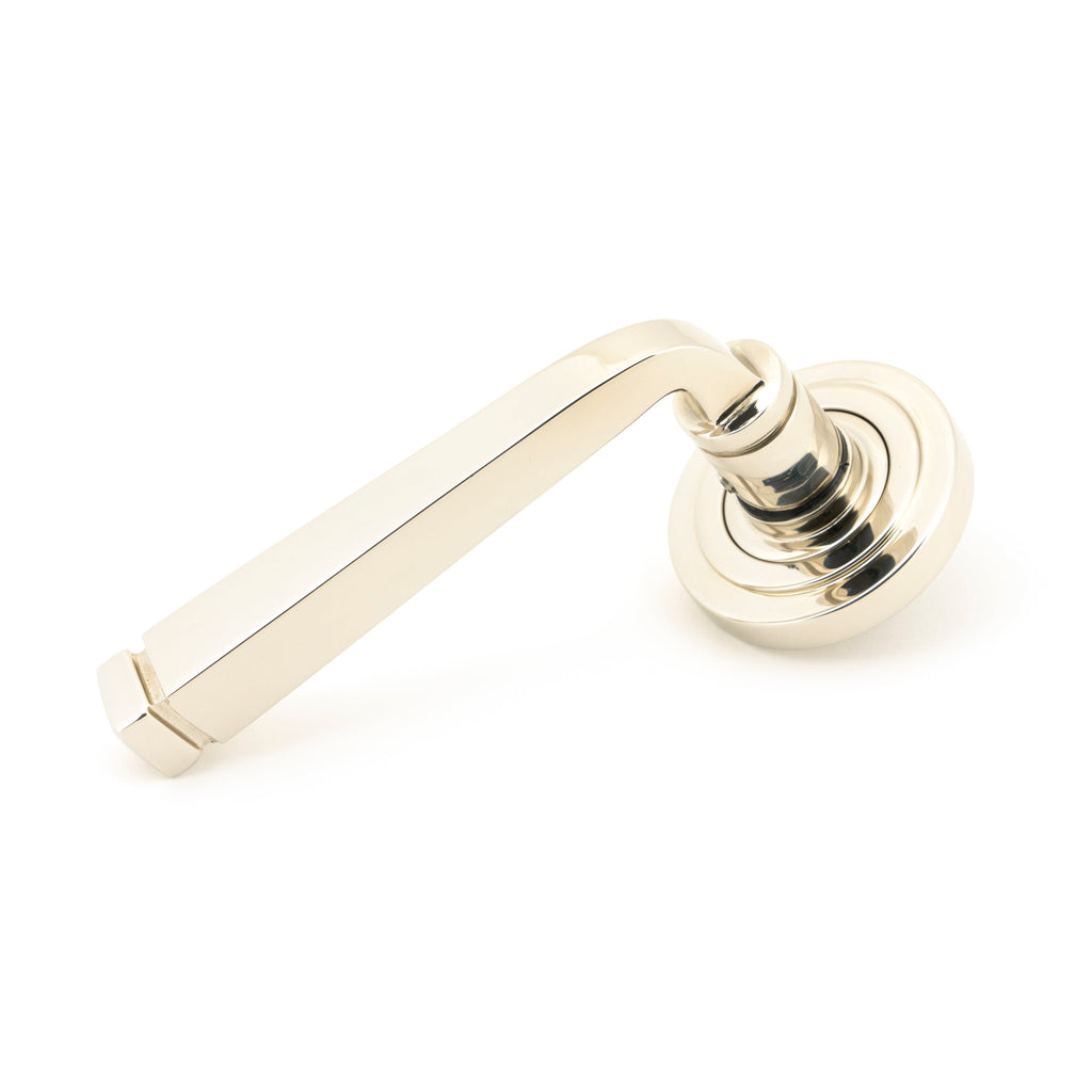 Polished Nickel Avon Round Lever on Rose Set (Art Deco) - Unsprung | From The Anvil
