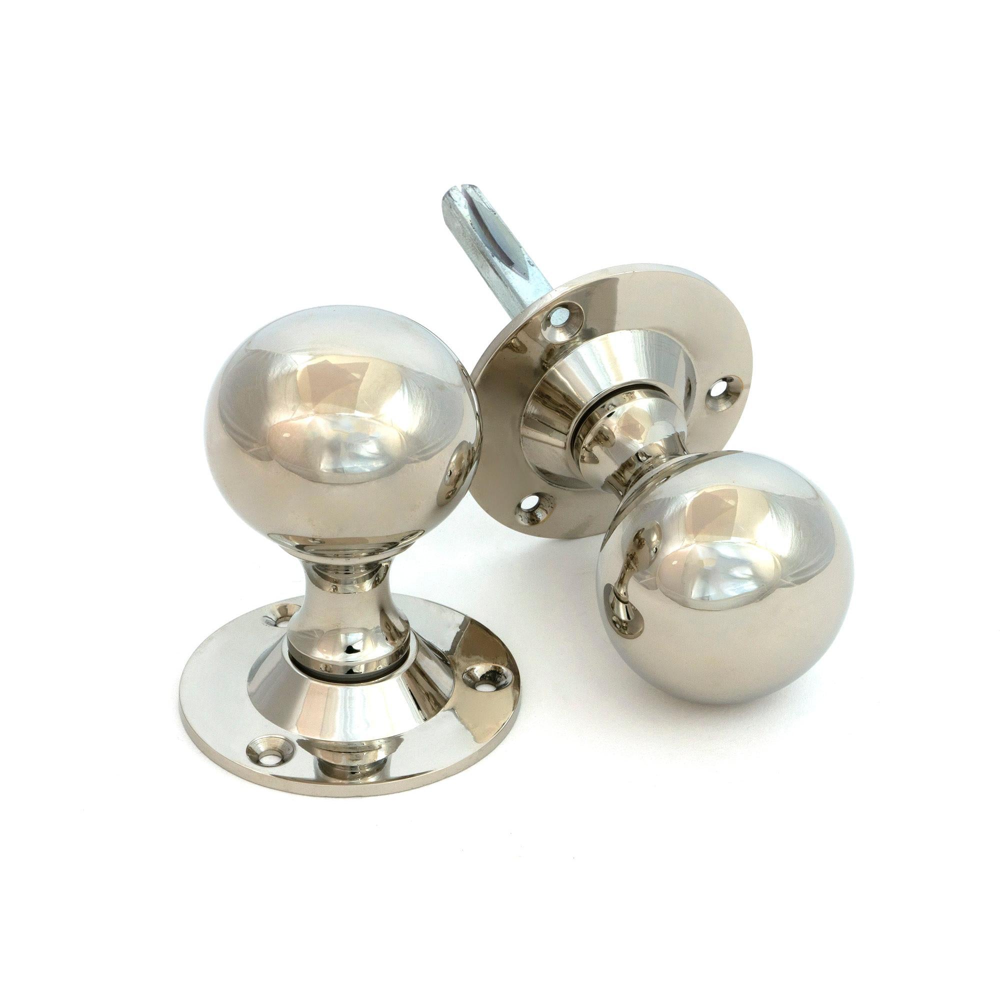 Polished Nickel Ball Mortice Knob Set | From The Anvil - Mortice Knobs - From The Anvil - Yester Home