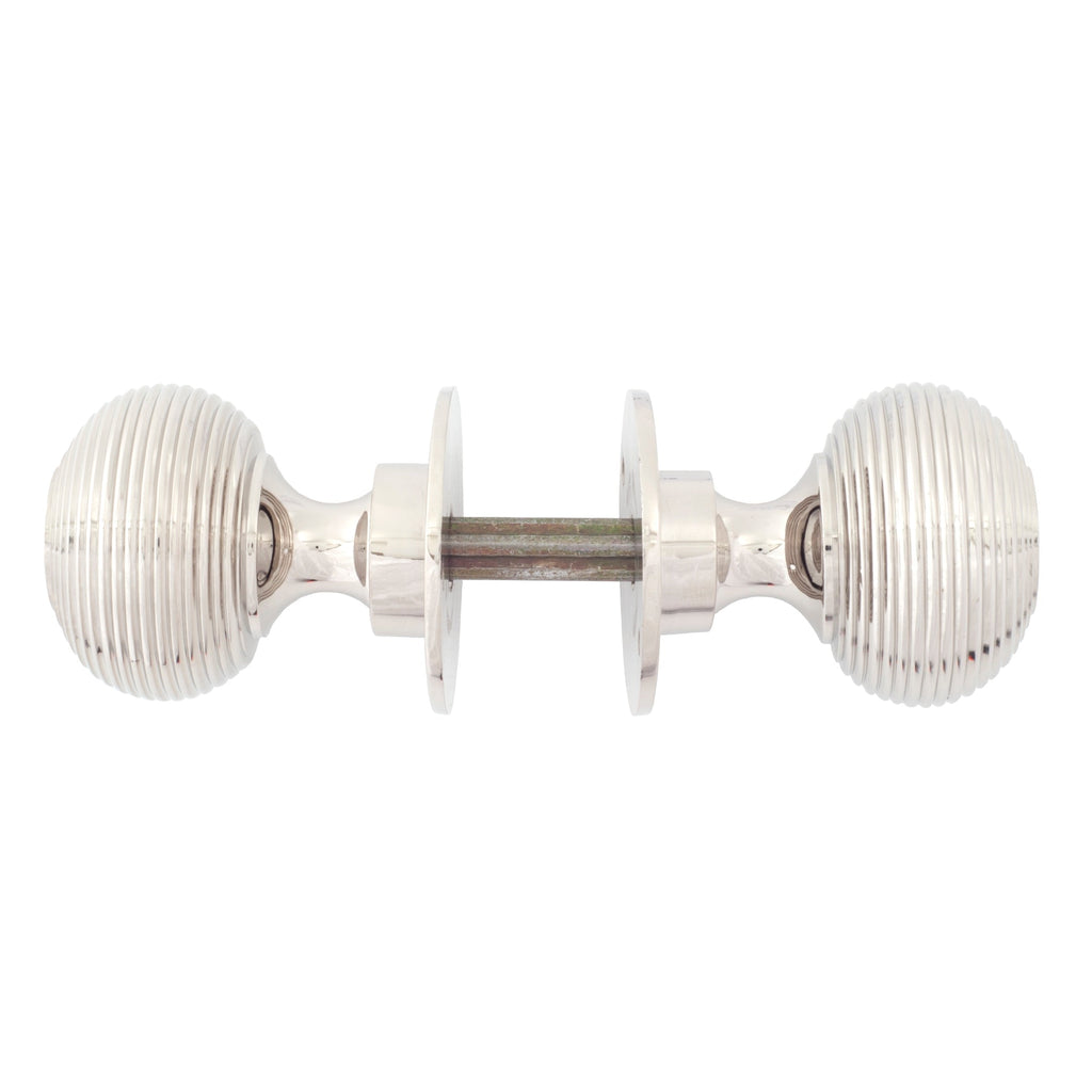 Polished Nickel Beehive Mortice/Rim Knob Set | From The Anvil-Mortice Knobs-Yester Home