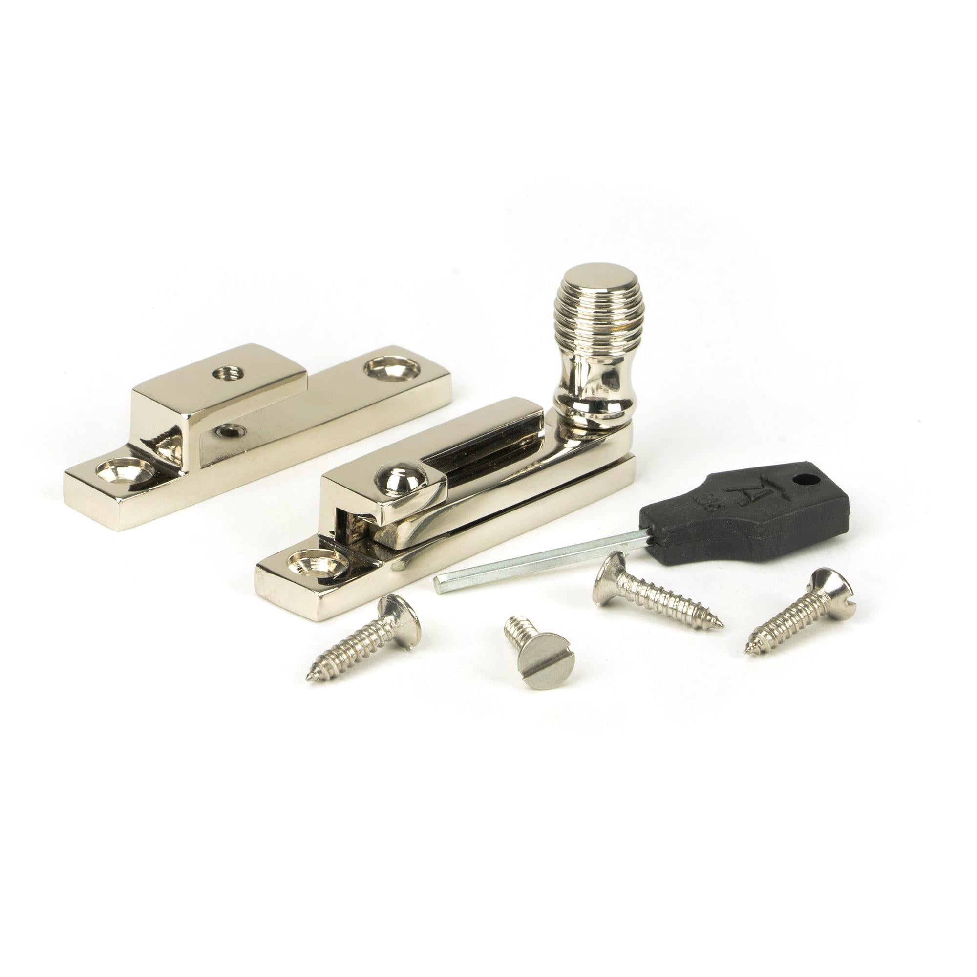Polished Nickel Beehive Quadrant Fastener - Narrow | From The Anvil - Quadrant Fasteners - From The Anvil - Yester Home