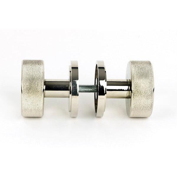 Polished Nickel Brompton Mortice/Rim Knob Set (Art Deco) | From The Anvil-Mortice Knobs-Yester Home