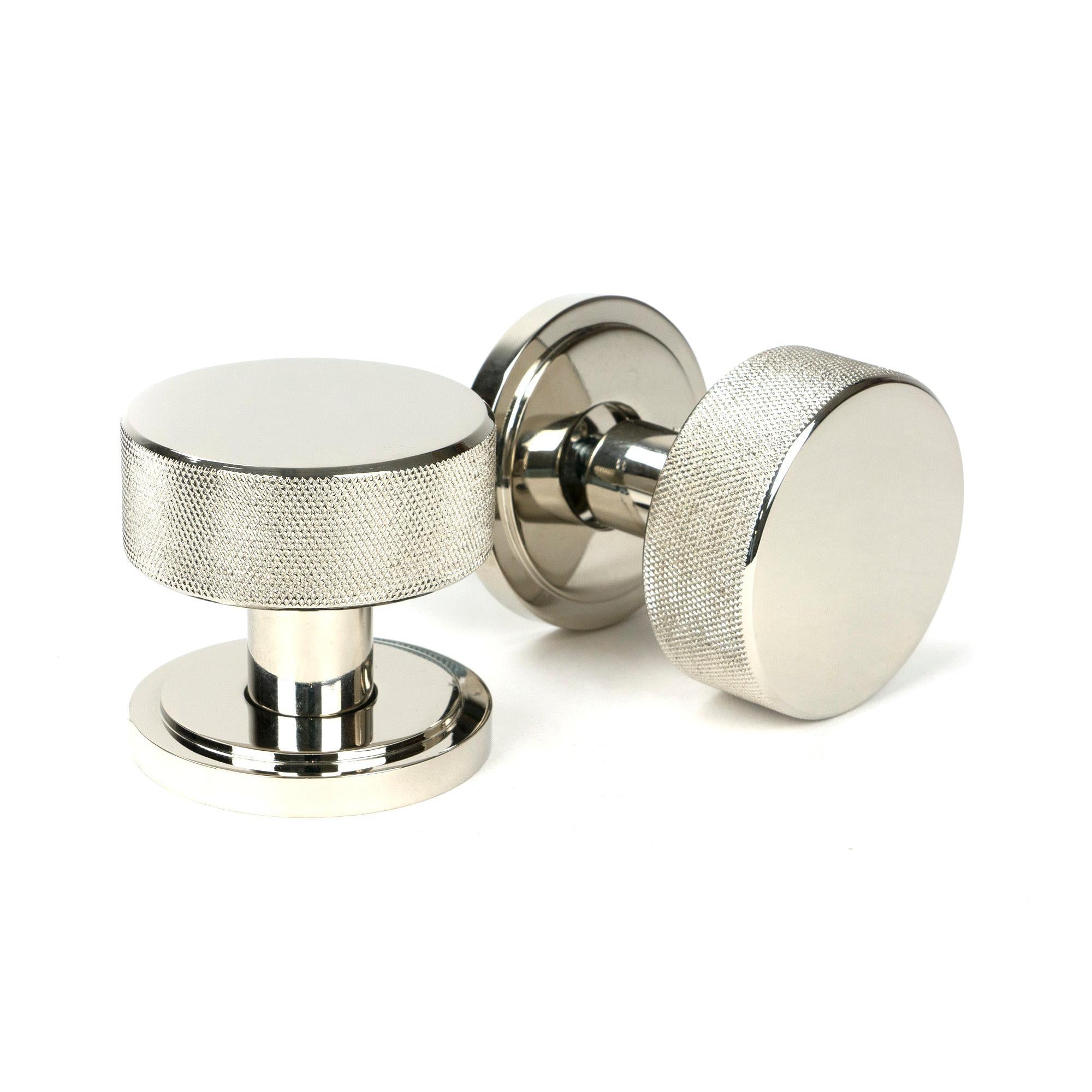 Polished Nickel Brompton Mortice/Rim Knob Set (Art Deco) | From The Anvil - Mortice Knobs - From The Anvil - Yester Home