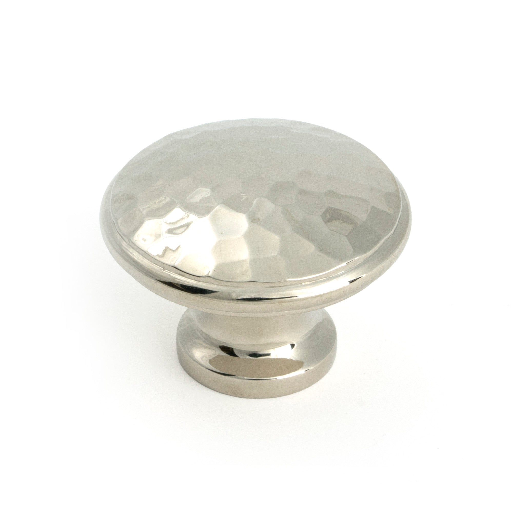 Polished Nickel Hammered Cabinet Knob - Large - Cabinet Knobs - From The Anvil - Yester Home