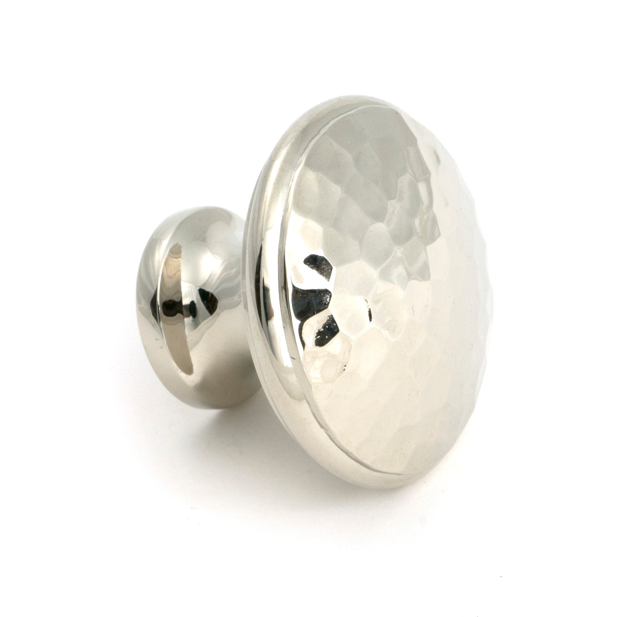Polished Nickel Hammered Cabinet Knob - Large - Cabinet Knobs - From The Anvil - Yester Home
