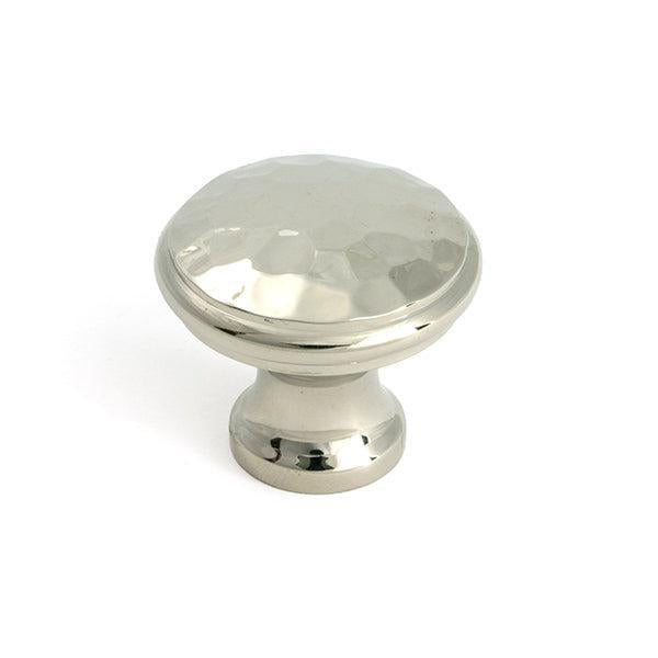 Polished Nickel Hammered Cabinet Knob - Medium - Cabinet Knobs - From The Anvil - Yester Home