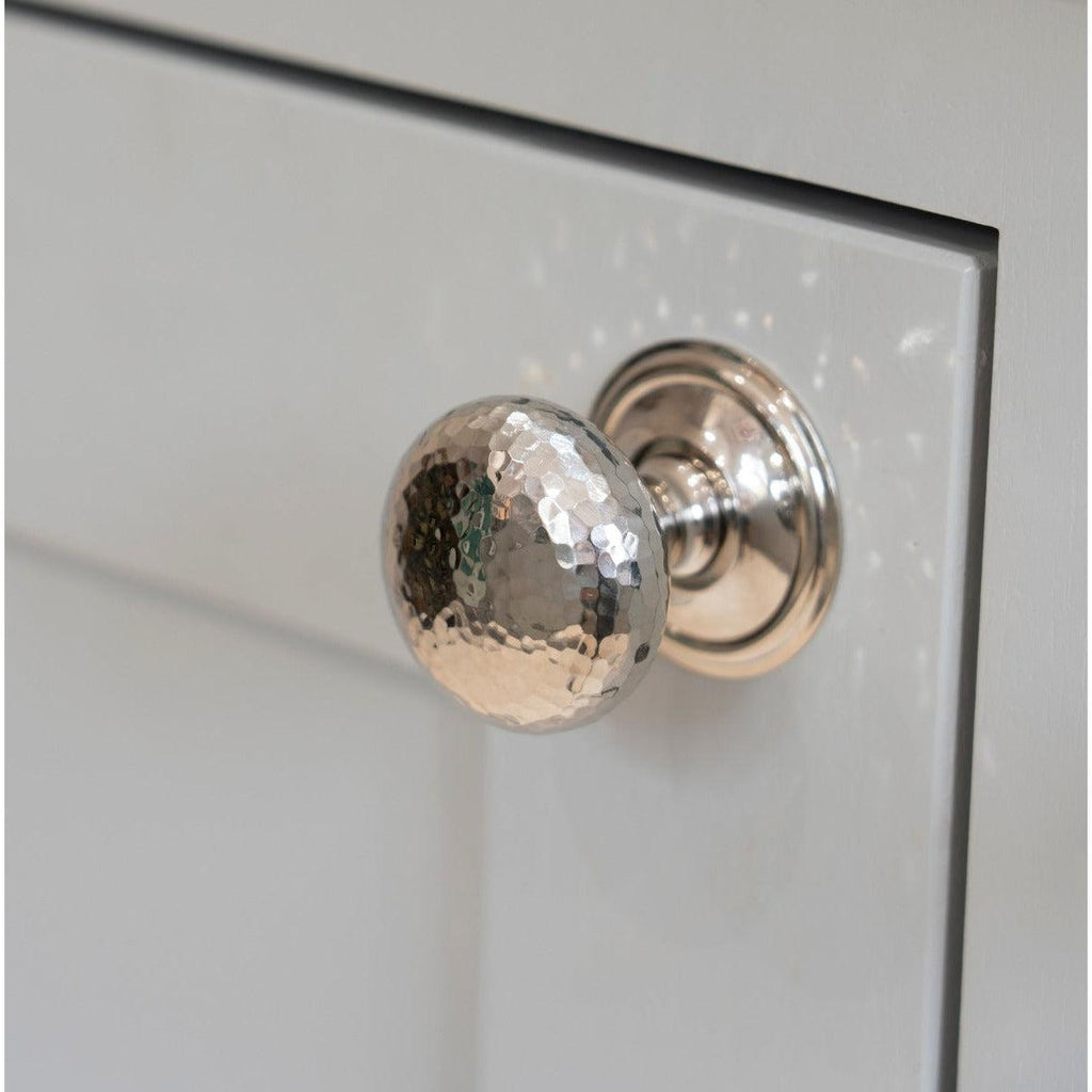 Polished Nickel Hammered Mushroom Cabinet Knob 38mm | From The Anvil