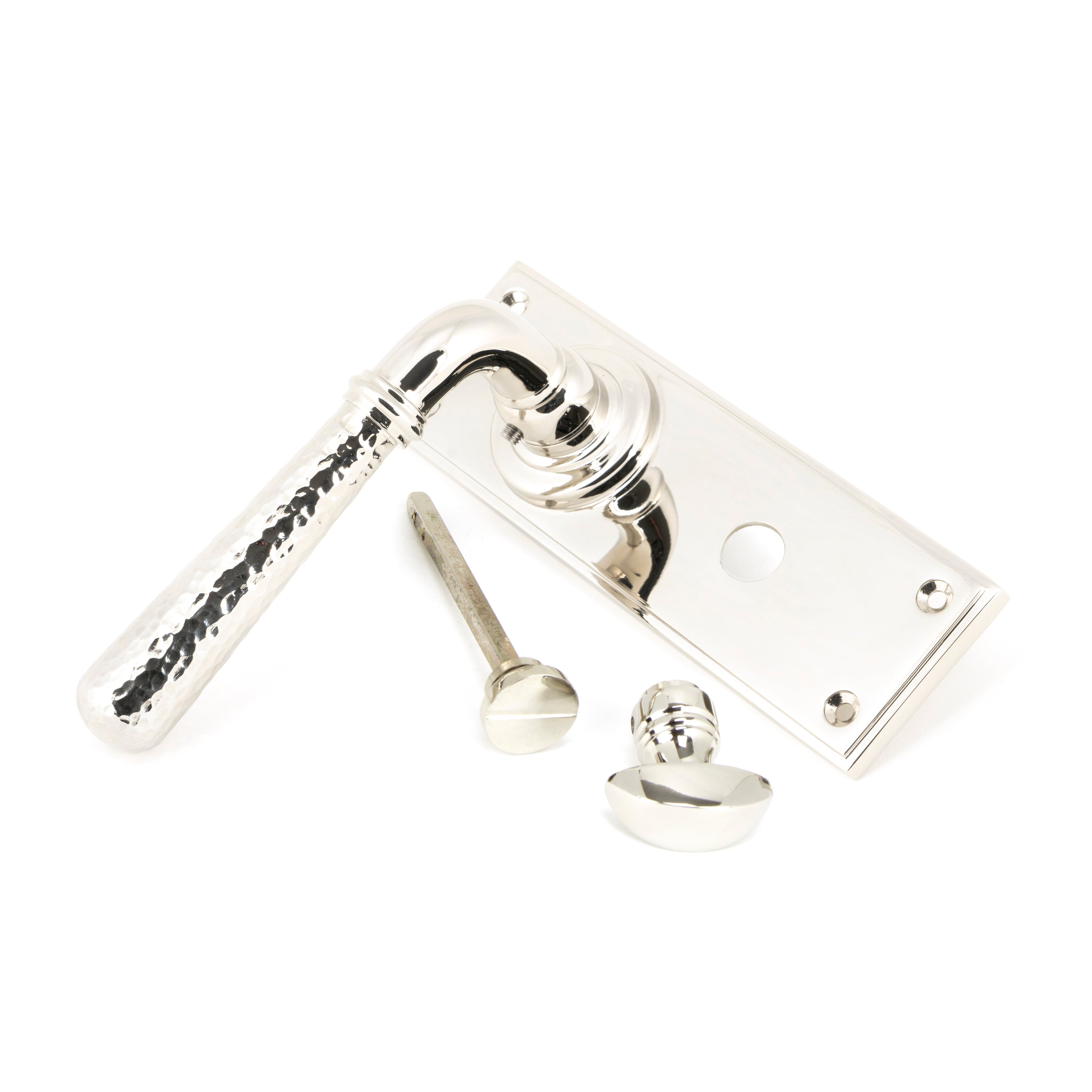 Polished Nickel Hammered Newbury Lever Bathroom Set | From The Anvil-Lever Bathroom-Yester Home