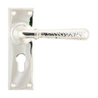 Polished Nickel Hammered Newbury Lever Euro Lock Set | From The Anvil - Lever Euro - From The Anvil - Yester Home