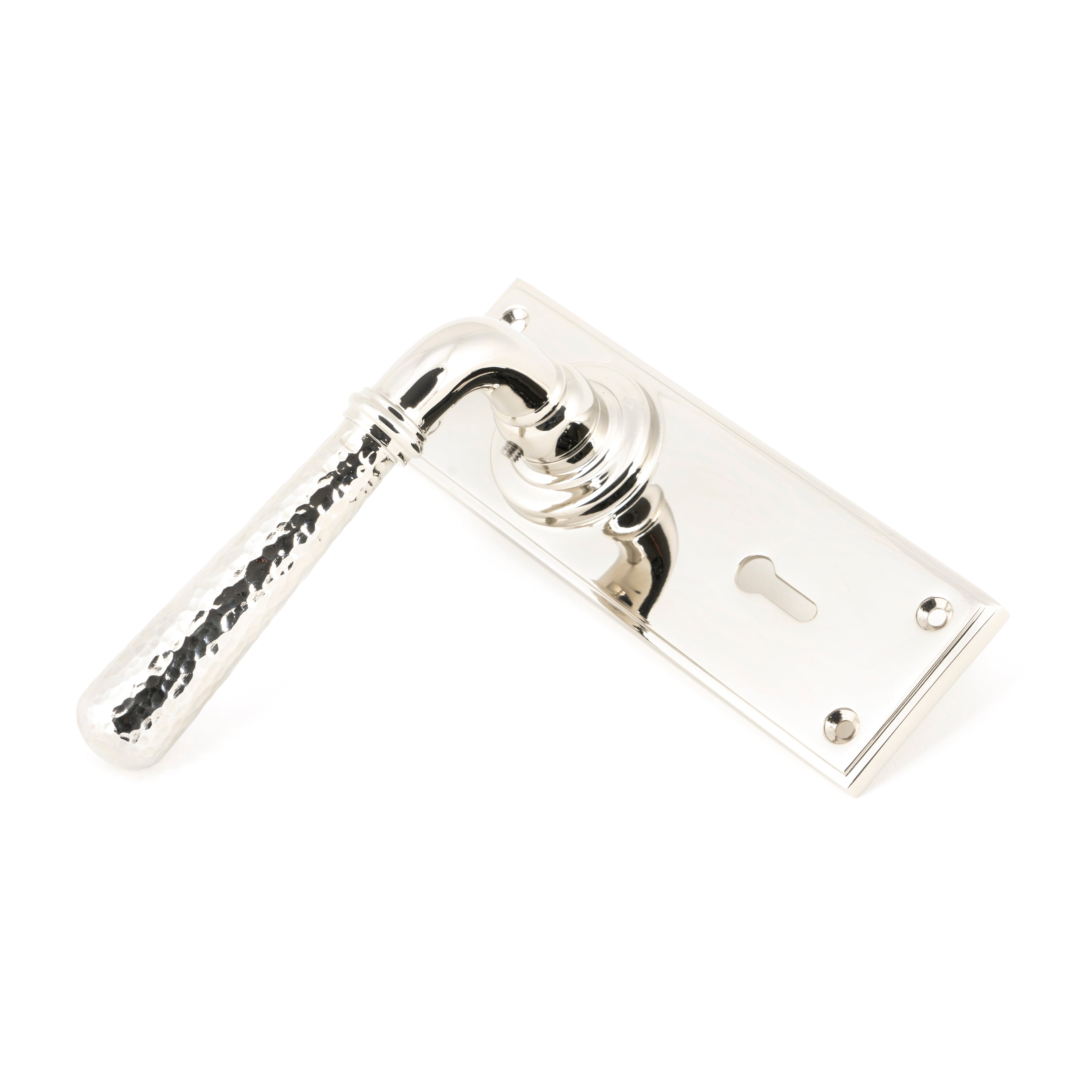Polished Nickel Hammered Newbury Lever Lock Set | From The Anvil-Lever Lock-Yester Home