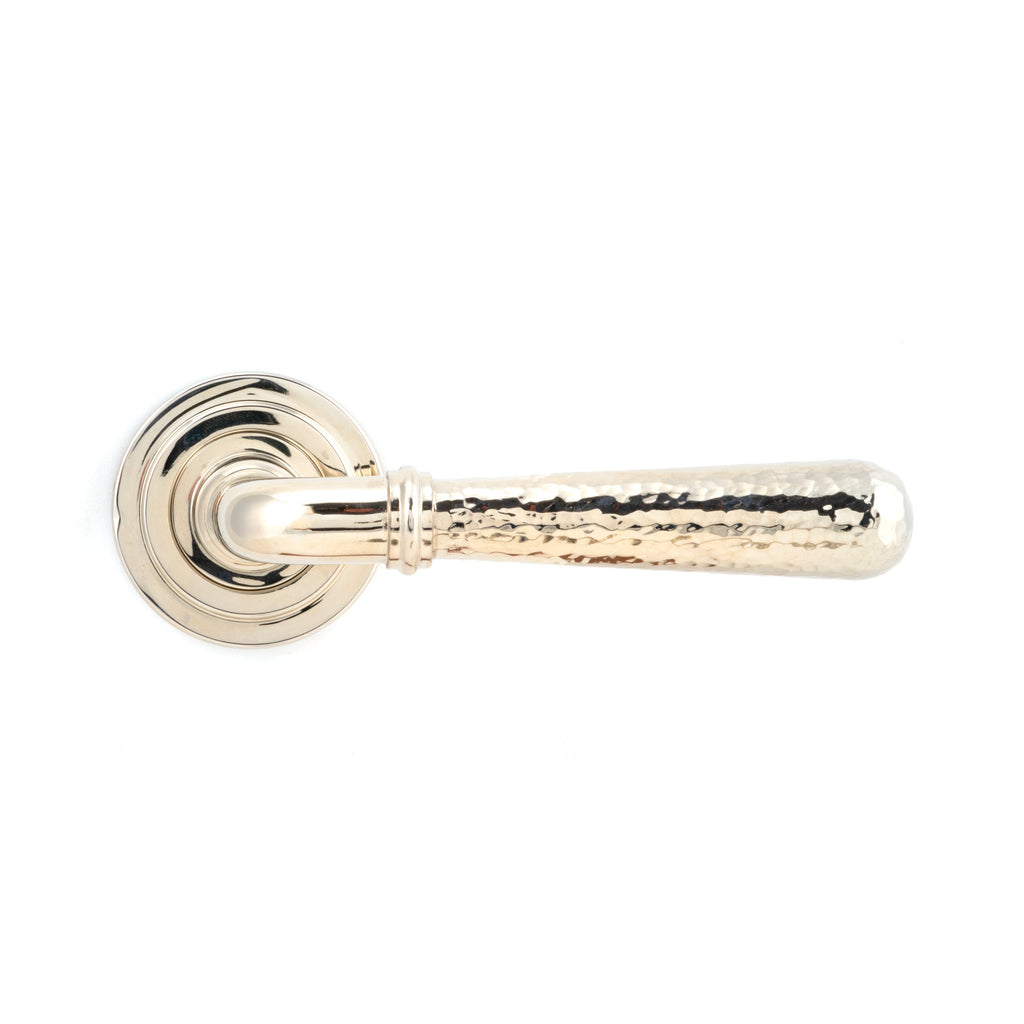 Polished Nickel Hammered Newbury Lever on Rose Set (Art Deco) | From The Anvil-Concealed-Yester Home