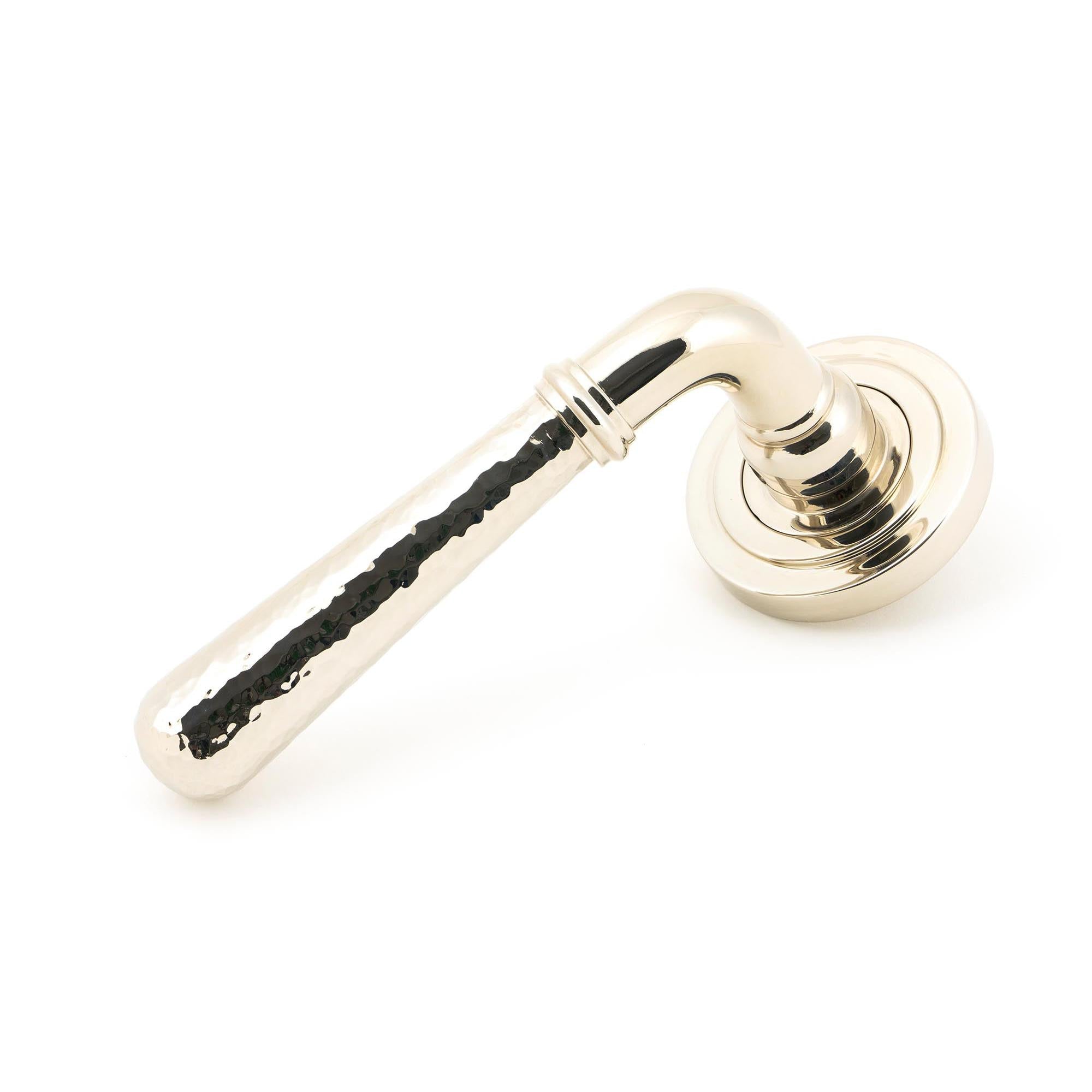 Polished Nickel Hammered Newbury Lever on Rose Set (Art Deco) Unsprung | From The Anvil - Concealed - From The Anvil - Yester Home