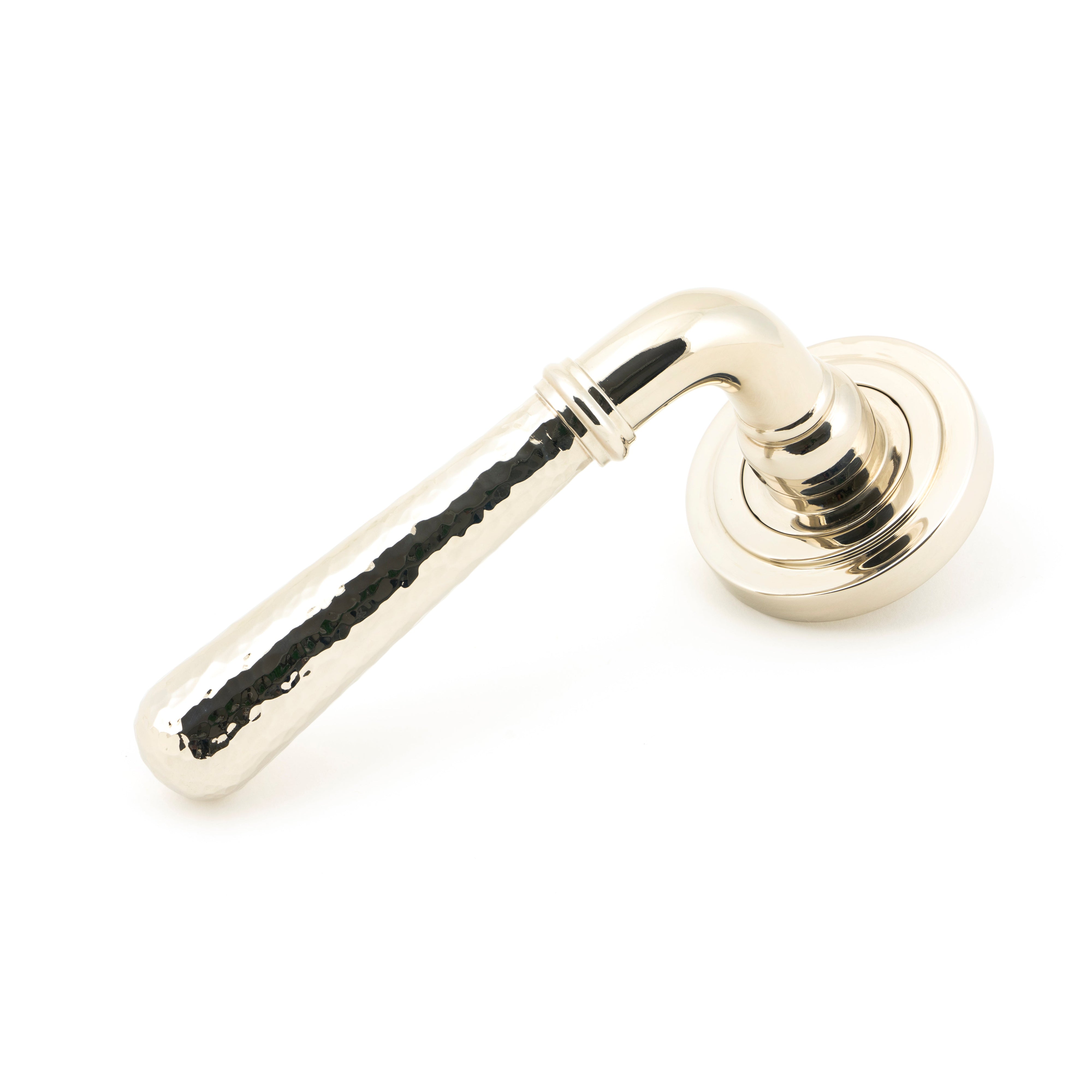 Polished Nickel Hammered Newbury Lever on Rose Set (Art Deco) Unsprung | From The Anvil-Concealed-Yester Home