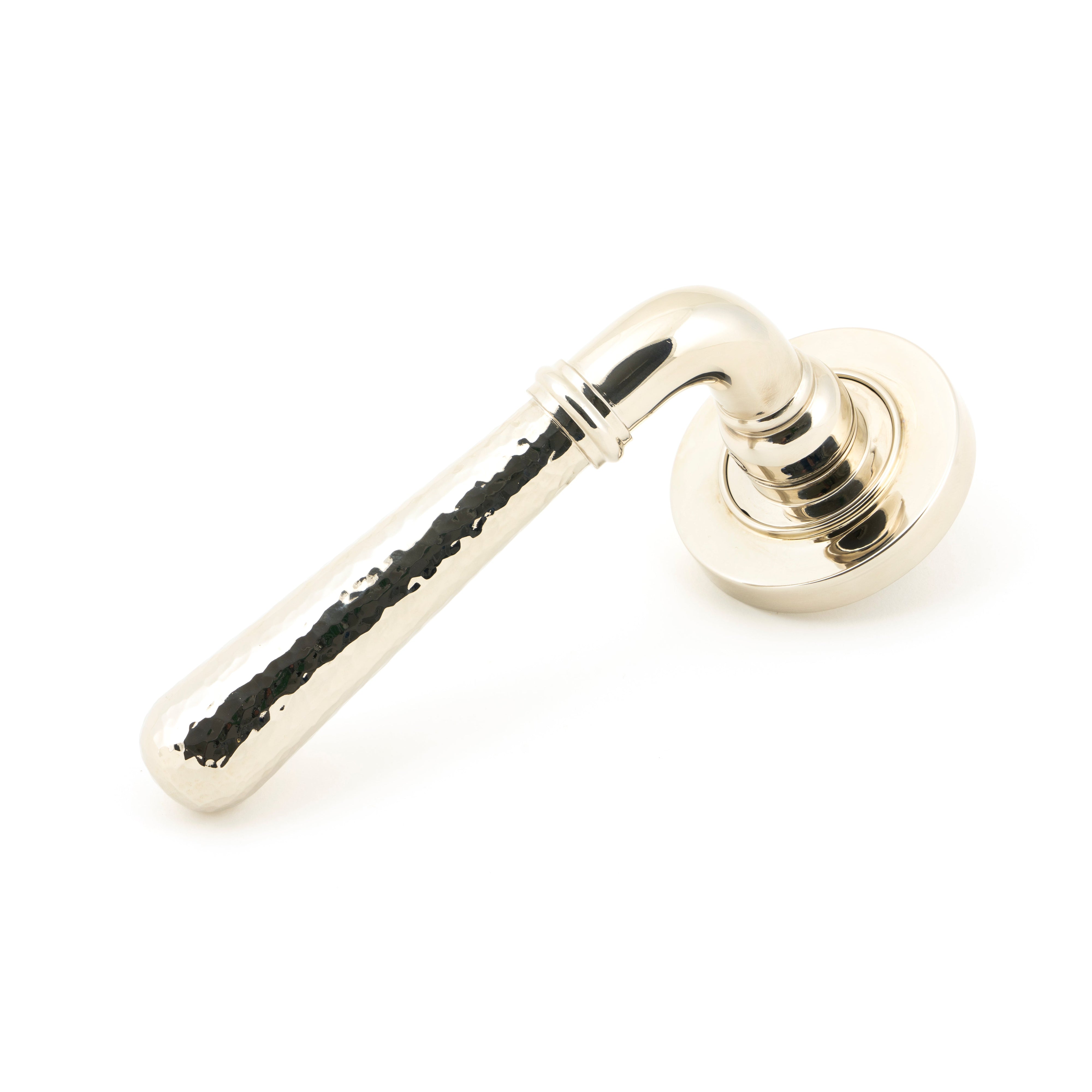 Polished Nickel Hammered Newbury Lever on Rose Set (Plain) | From The Anvil-Concealed-Yester Home
