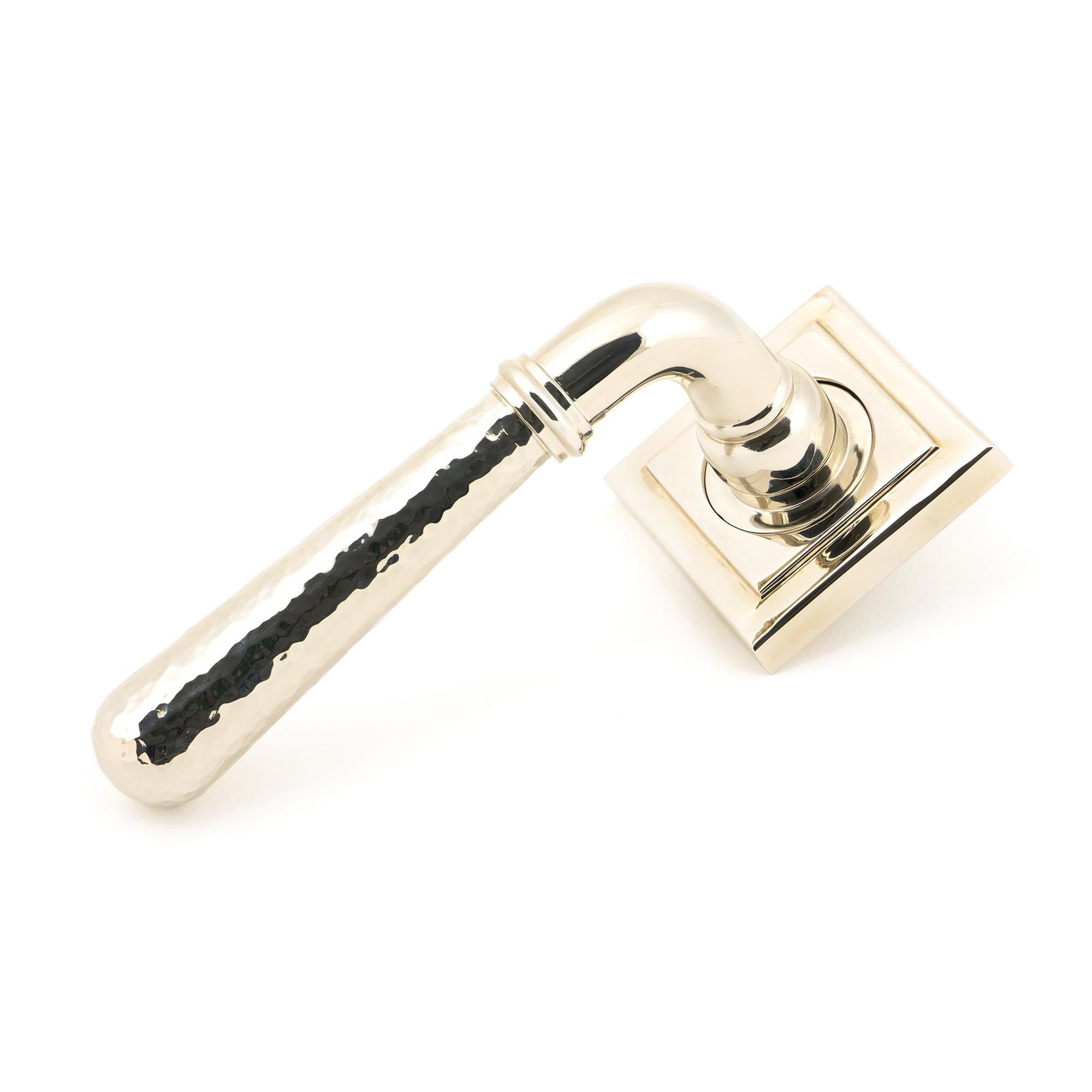 Polished Nickel Hammered Newbury Lever on Rose Set (Square) - Unsprung | From The Anvil - Concealed - From The Anvil - Yester Home
