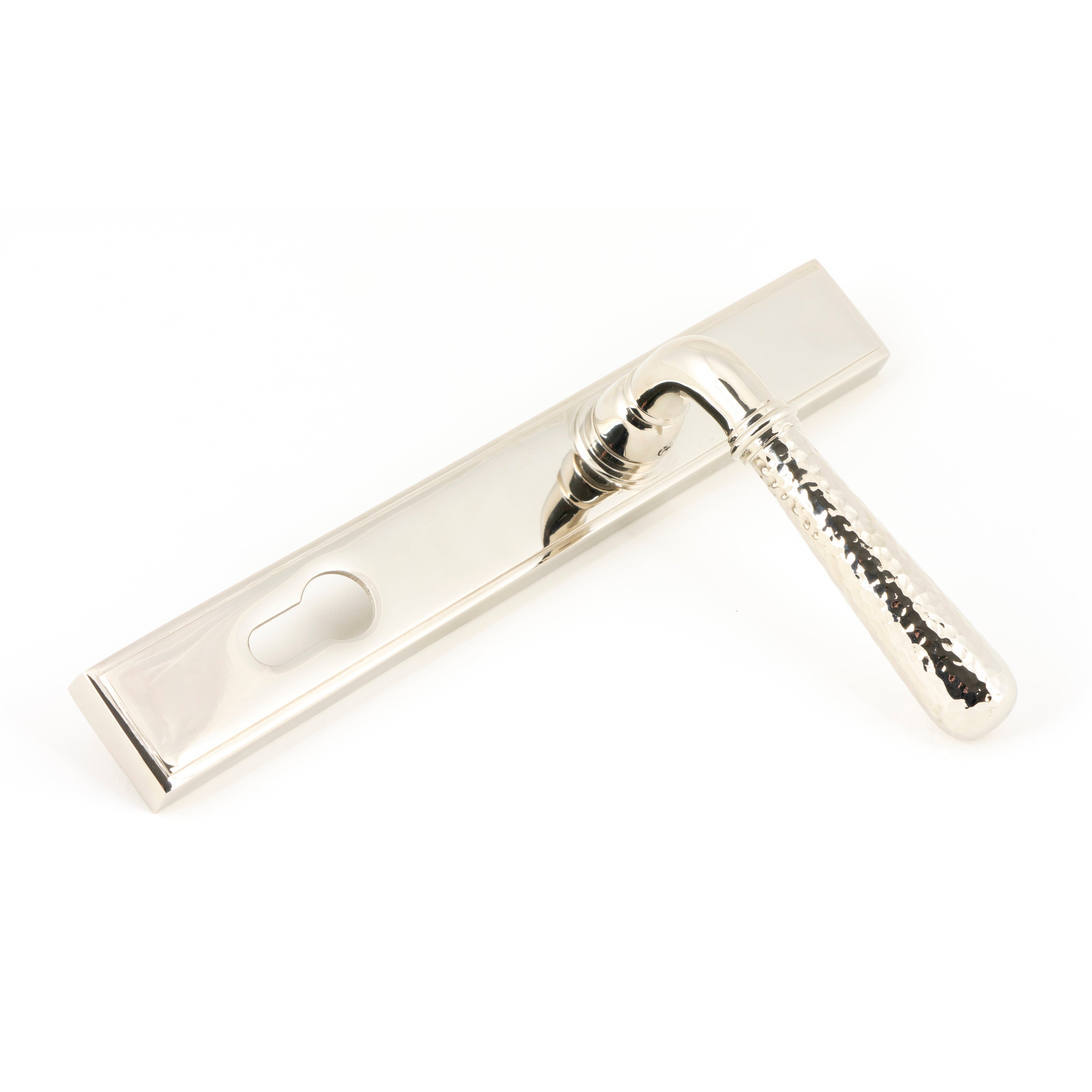 Polished Nickel Hammered Newbury Slimline Espag. Lock Set | From The Anvil-Espagnolette-Yester Home
