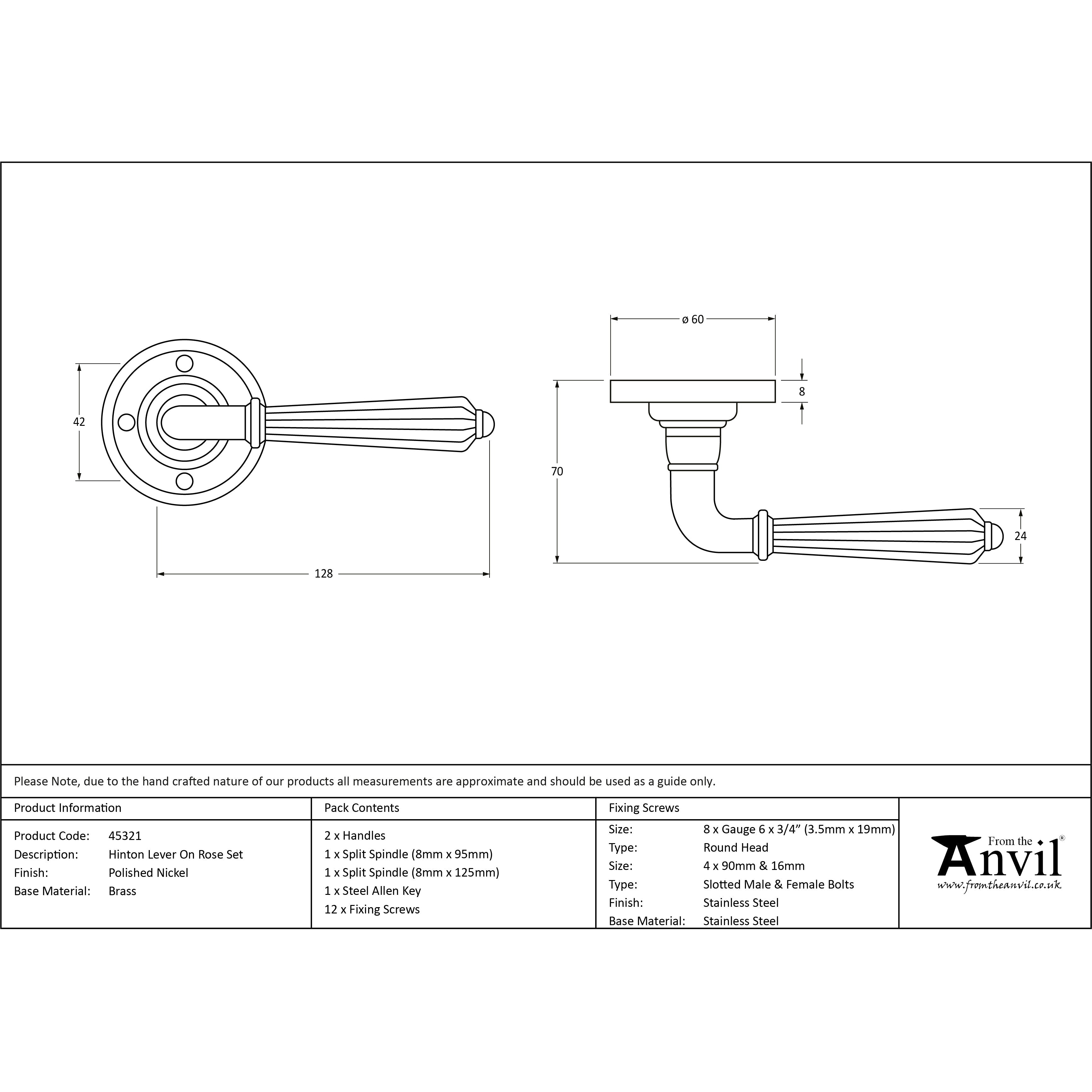 Polished Nickel Hinton Lever on Rose Set | From The Anvil-Lever on Rose-Yester Home