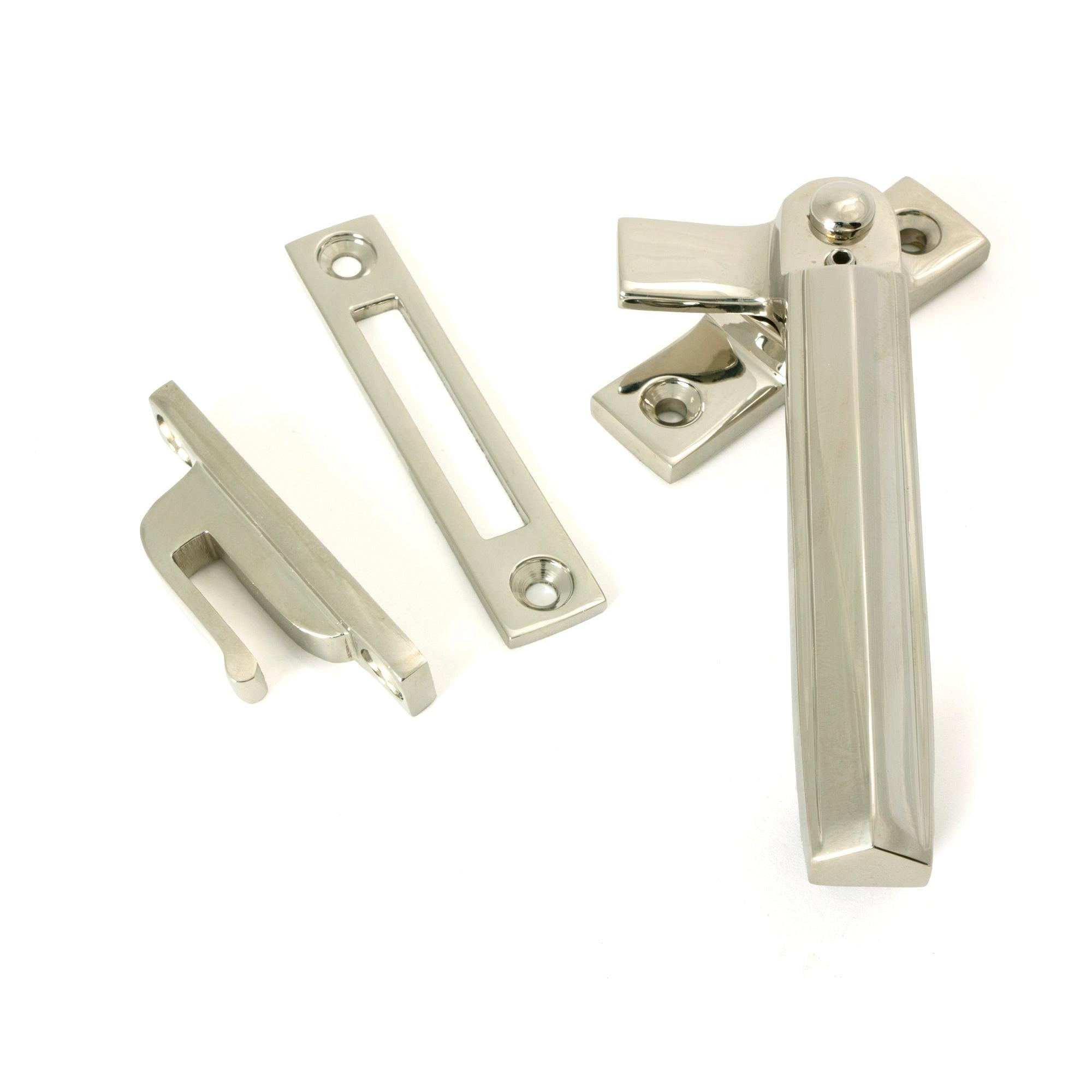 Polished Nickel Locking Art Deco Fastener - RH - Locking Fasteners - From The Anvil - Yester Home