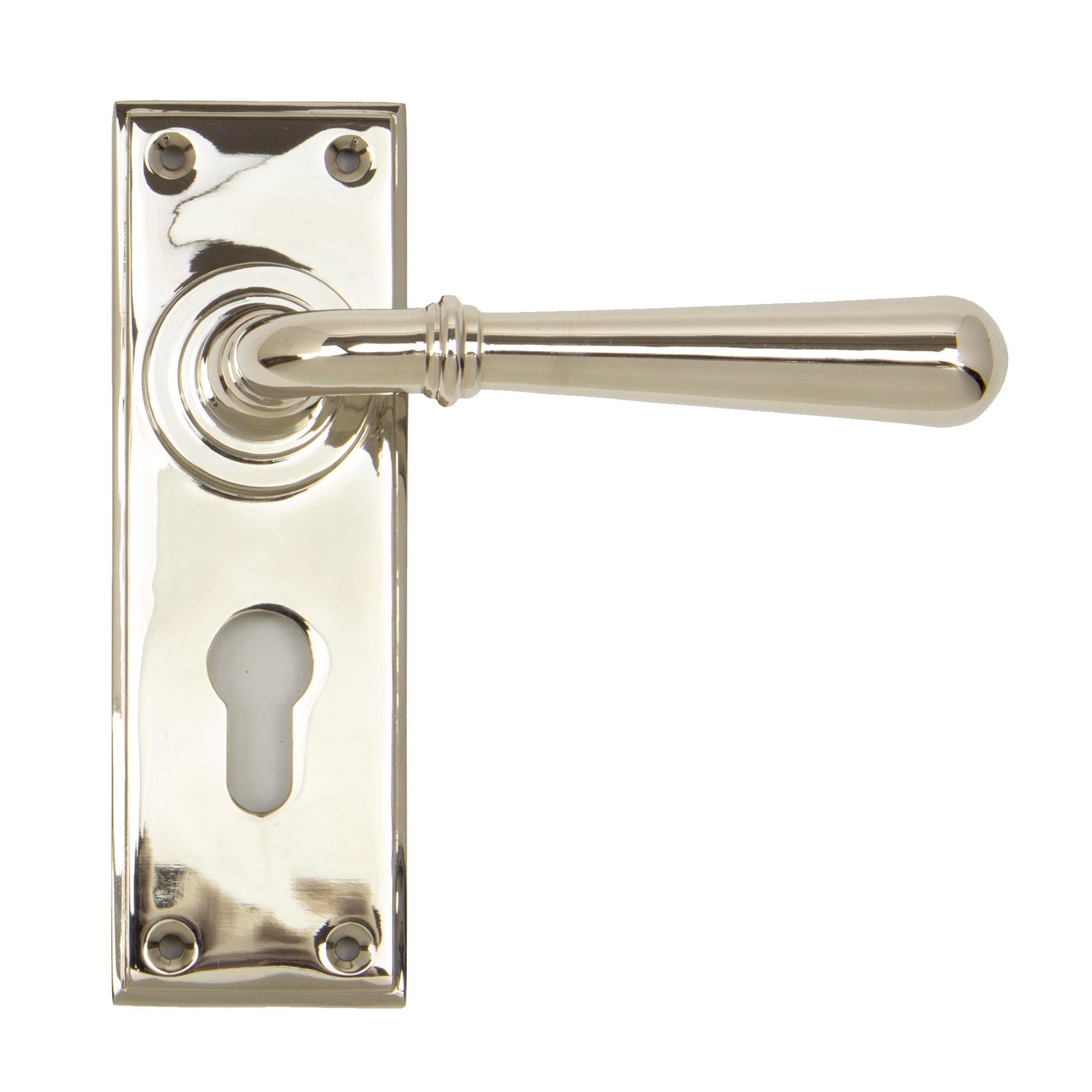 Polished Nickel Newbury Lever Euro Lock Set | From The Anvil - Lever Euro - From The Anvil - Yester Home